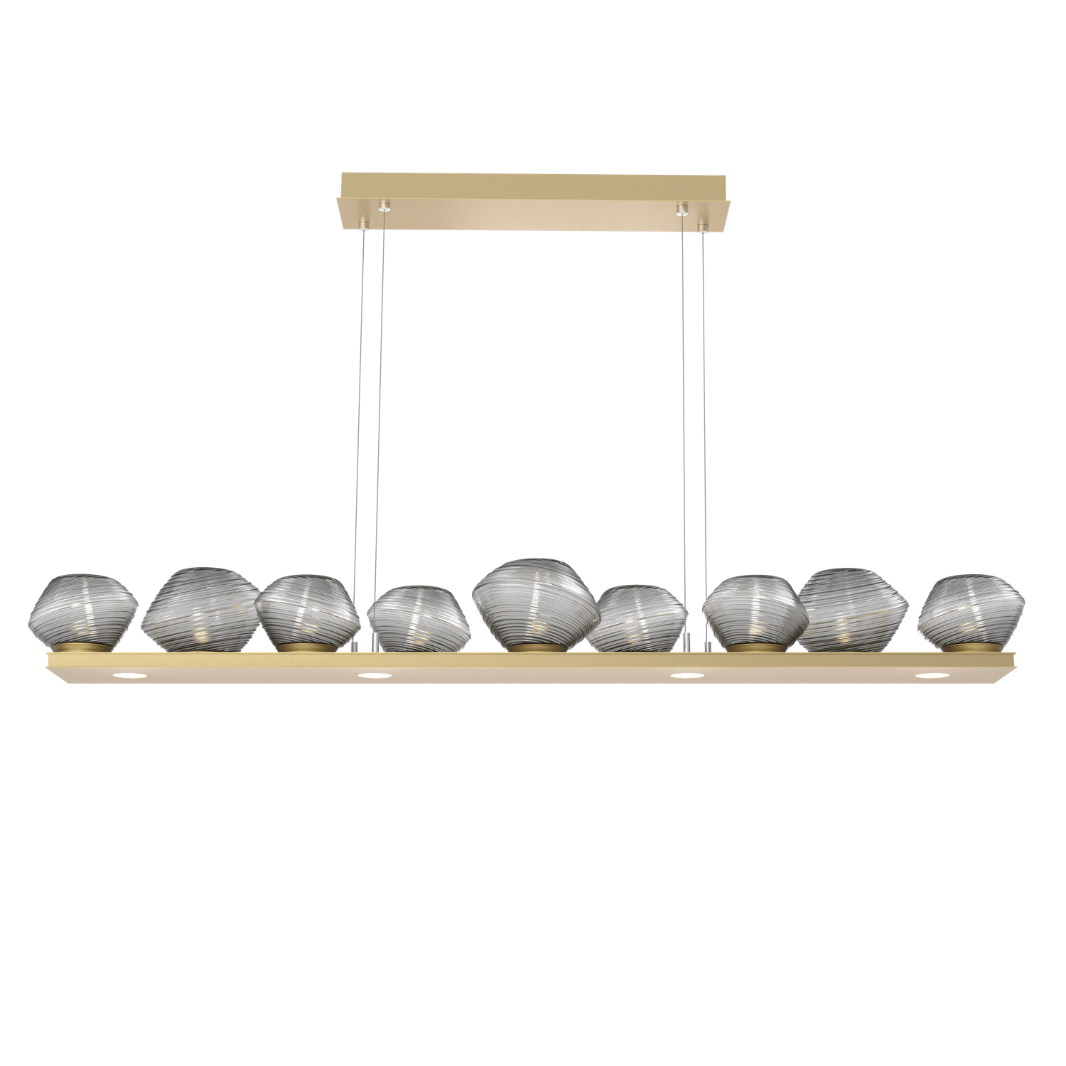 PLB0089-0C-GB-S-Hammerton-Studio-Mesa-59-inch-linear-chandelier-with-gilded-brass-finish-and-smoke-blown-glass-shades-and-LED-lamping