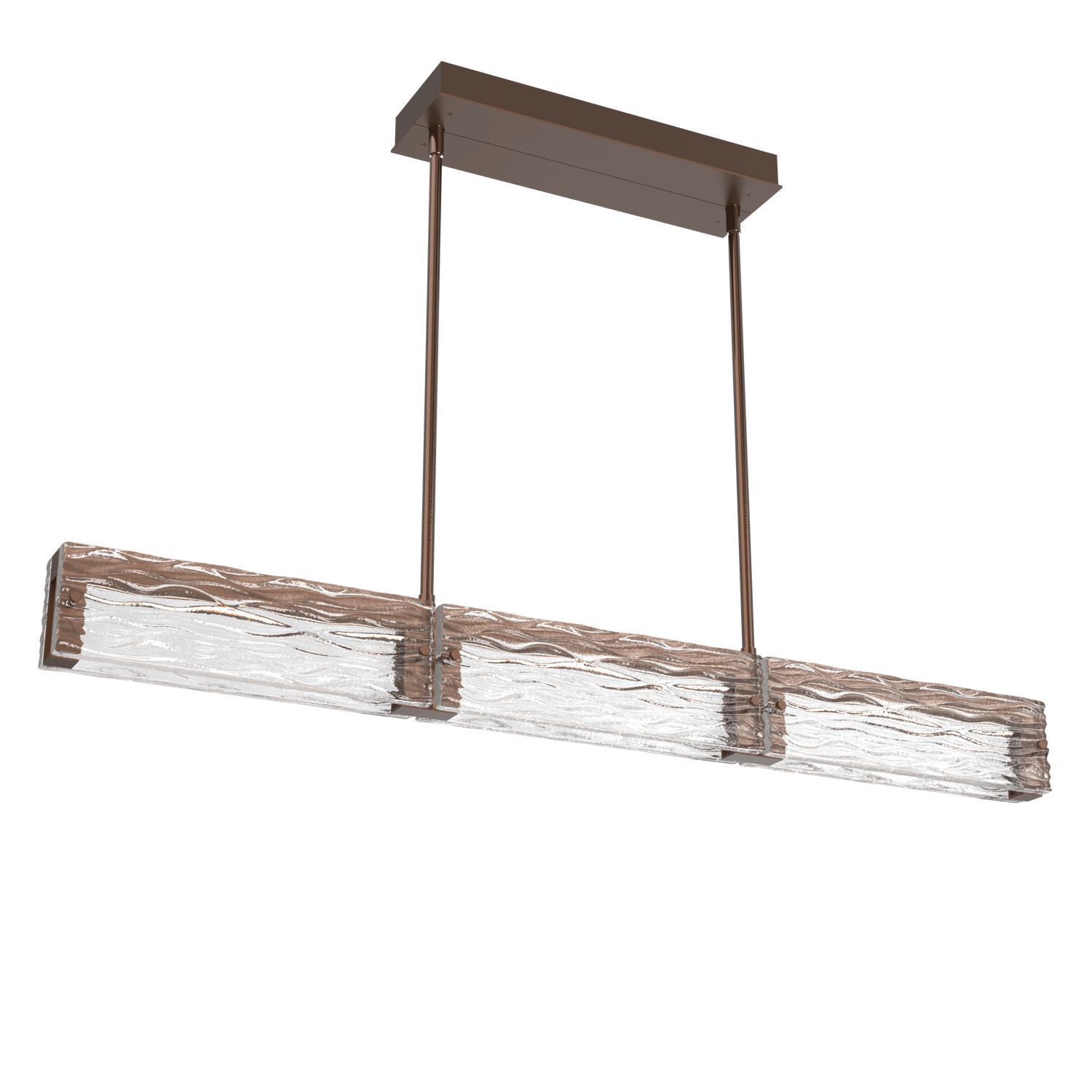 PLB0090-43-BB-TT-Hammerton-Studio-Tabulo-43-inch-linear-chandelier-with-burnished-bronze-finish-and-clear-tidal-cast-glass-shade-and-LED-lamping