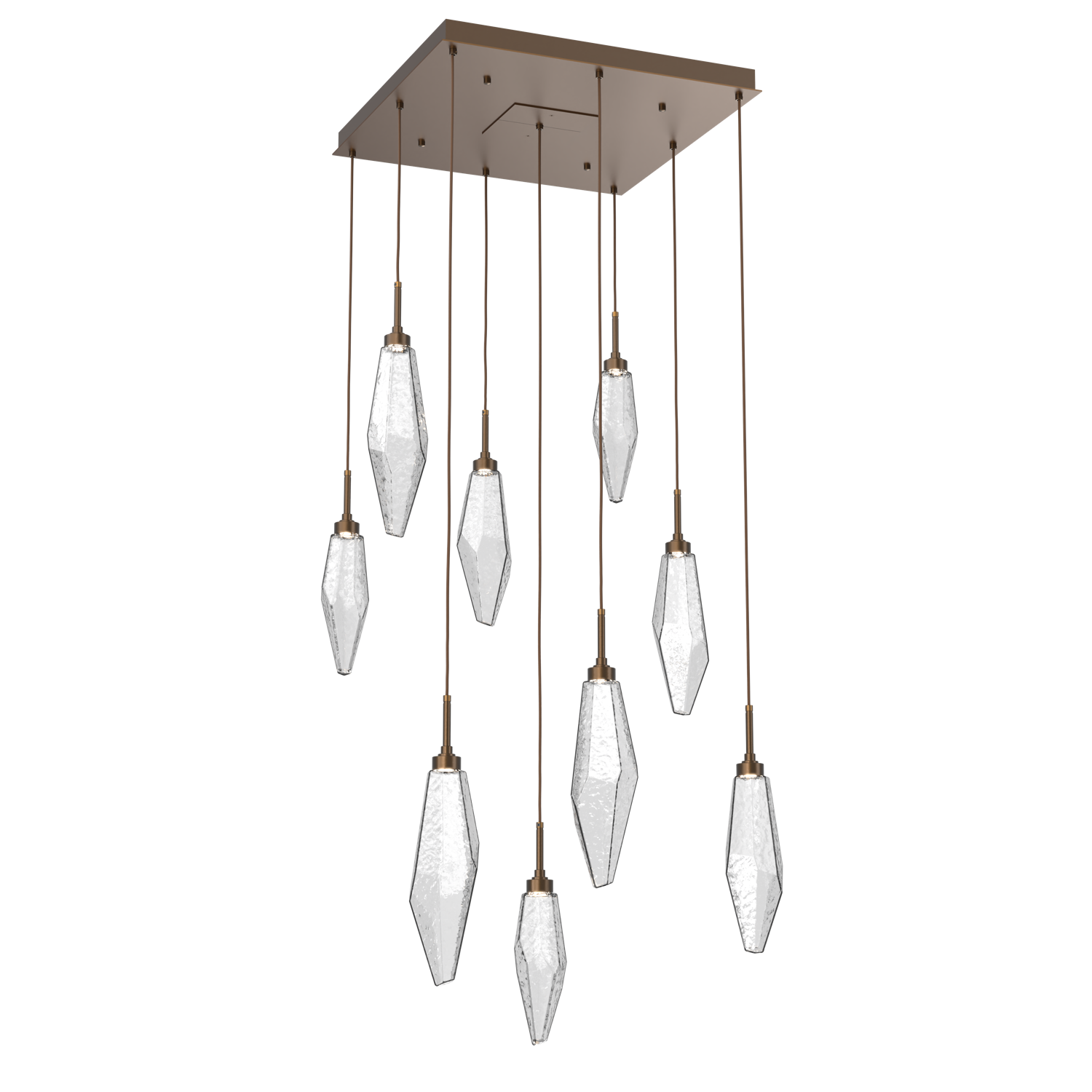 CHB0050-09-FB-CC-Hammerton-Studio-Rock-Crystal-9-light-square-pendant-chandelier-with-flat-bronze-finish-and-clear-glass-shades-and-LED-lamping