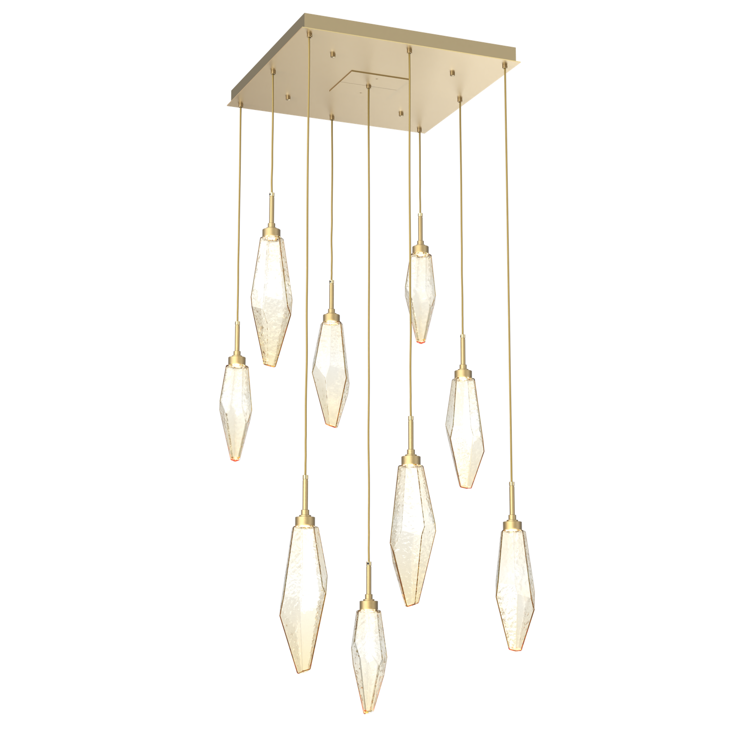 CHB0050-09-GB-CA-Hammerton-Studio-Rock-Crystal-9-light-square-pendant-chandelier-with-gilded-brass-finish-and-chilled-amber-blown-glass-shades-and-LED-lamping