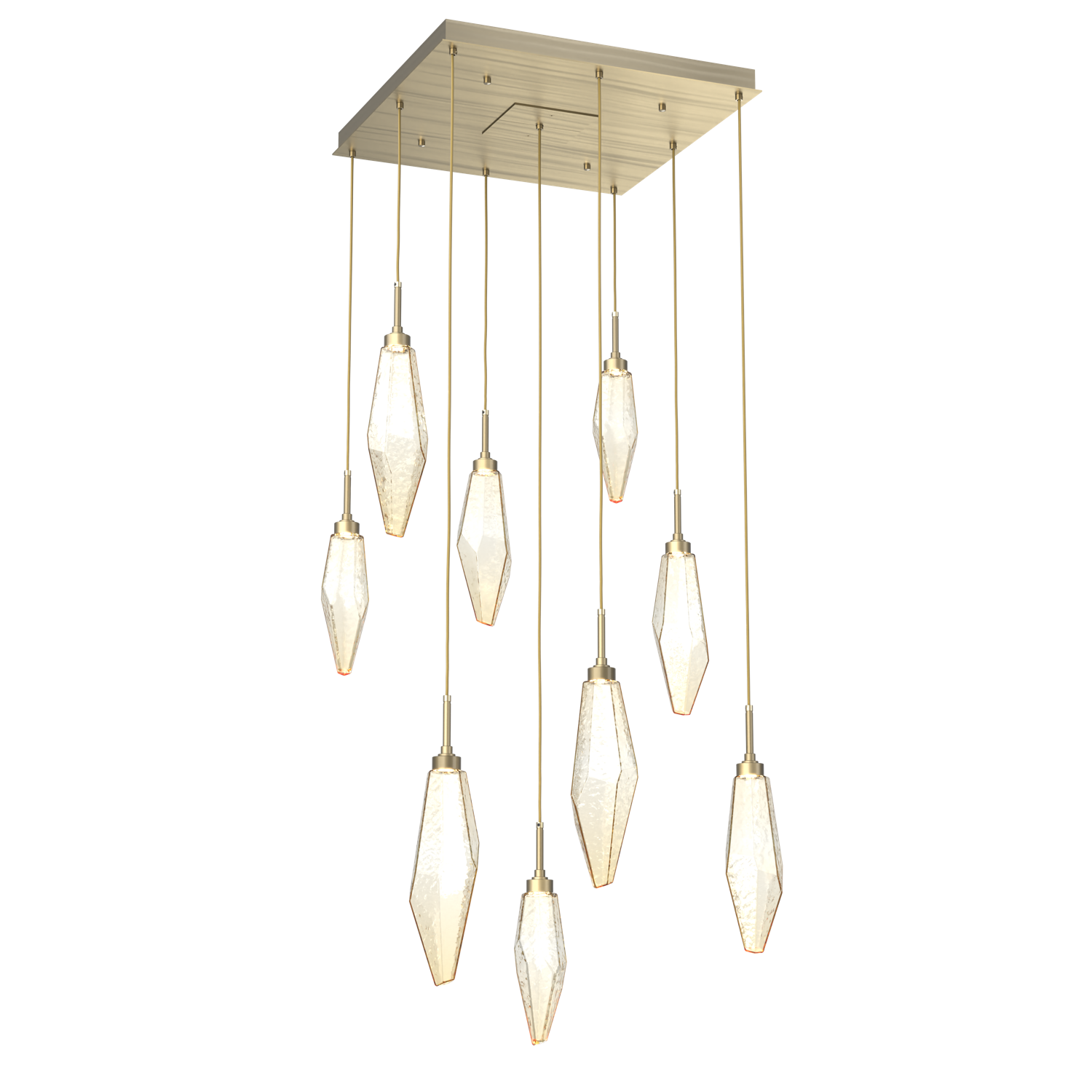 CHB0050-09-HB-CA-Hammerton-Studio-Rock-Crystal-9-light-square-pendant-chandelier-with-heritage-brass-finish-and-chilled-amber-blown-glass-shades-and-LED-lamping