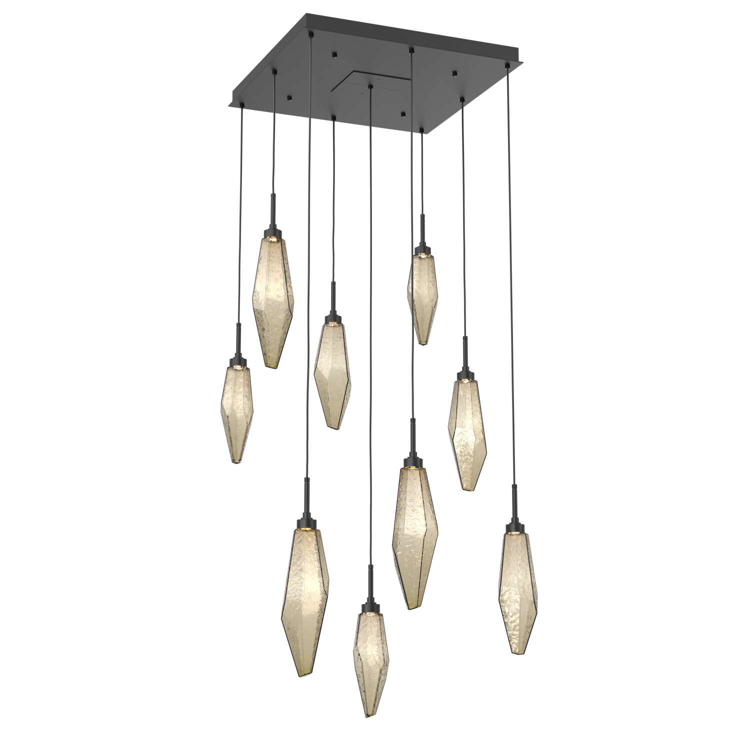 CHB0050-09-MB-CB-Hammerton-Studio-Rock-Crystal-9-light-square-pendant-chandelier-with-matte-black-finish-and-chilled-bronze-blown-glass-shades-and-LED-lamping