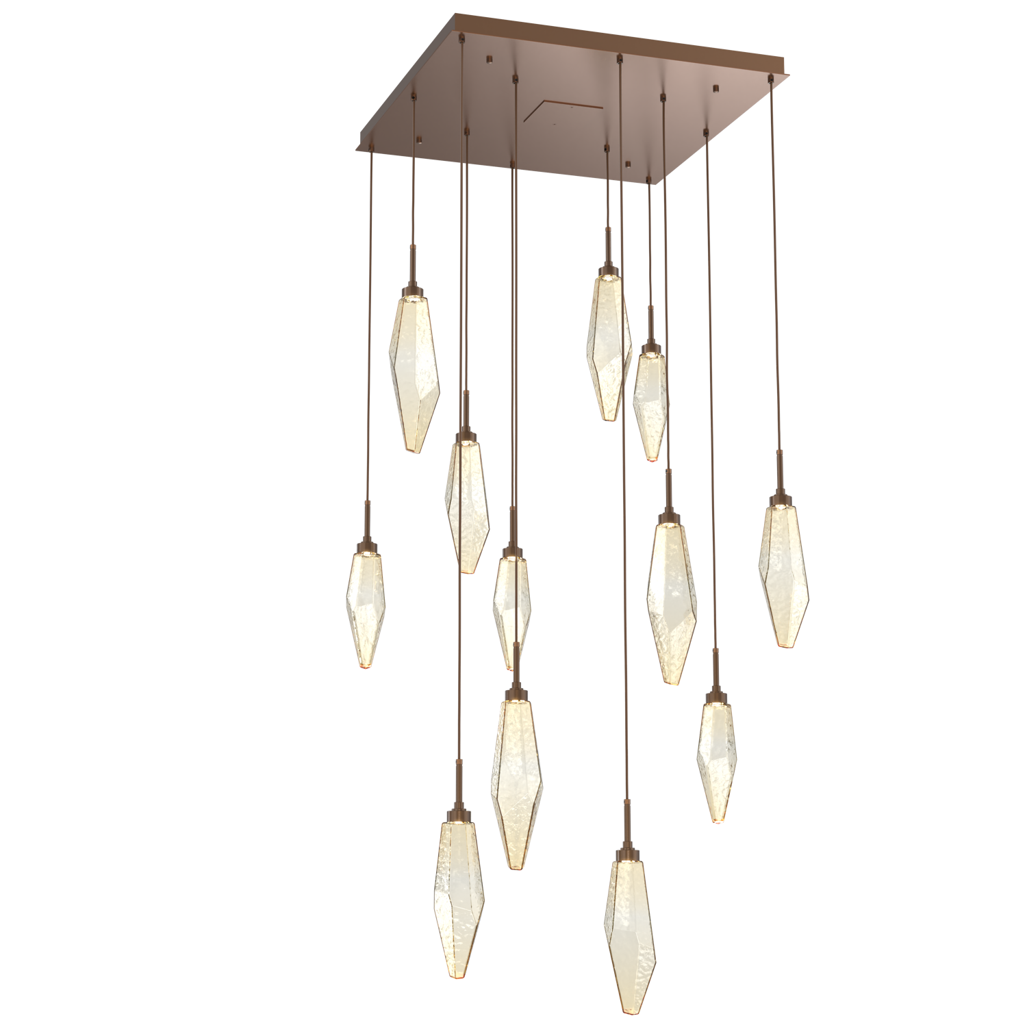 CHB0050-12-BB-CA-Hammerton-Studio-Rock-Crystal-12-light-square-pendant-chandelier-with-burnished-bronze-finish-and-chilled-amber-blown-glass-shades-and-LED-lamping
