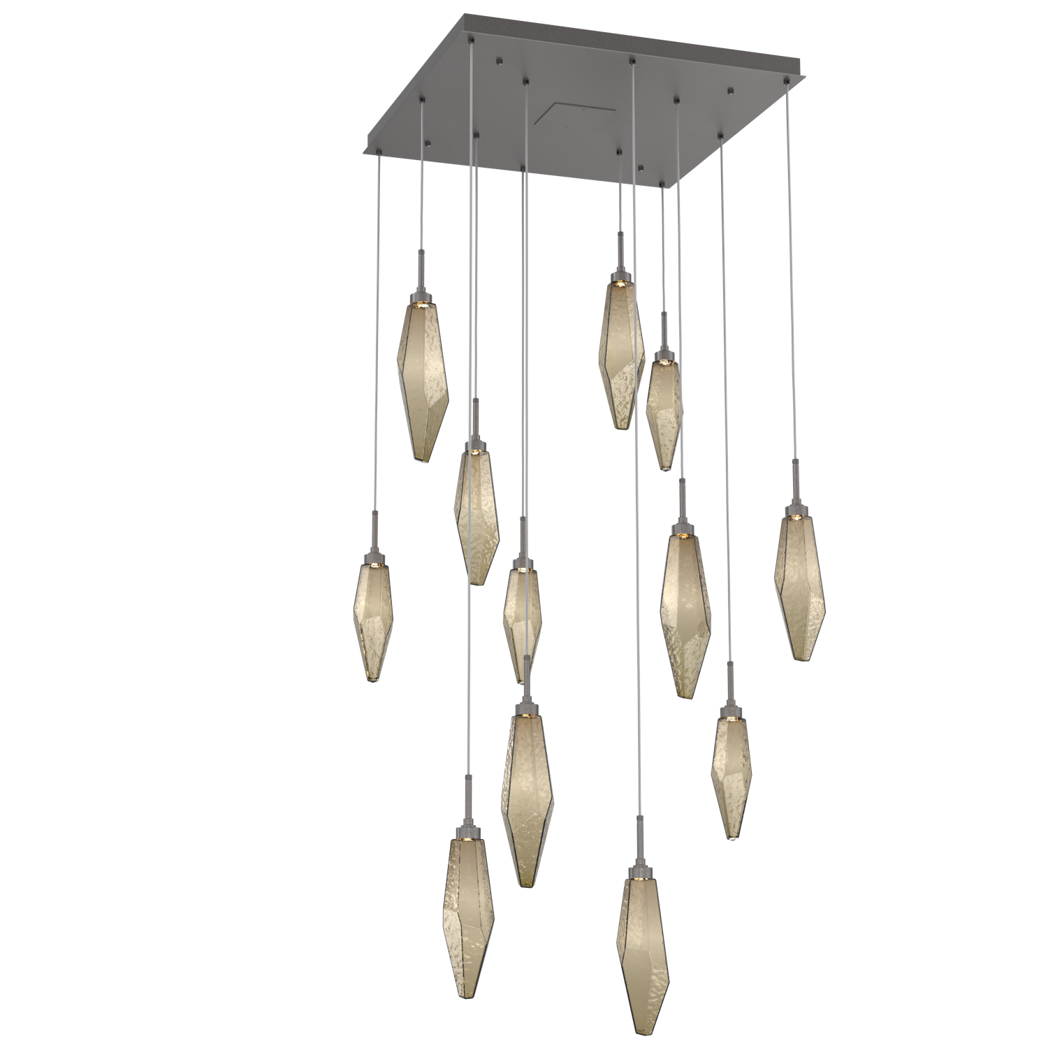CHB0050-12-GP-CB-Hammerton-Studio-Rock-Crystal-12-light-square-pendant-chandelier-with-graphite-finish-and-chilled-bronze-blown-glass-shades-and-LED-lamping