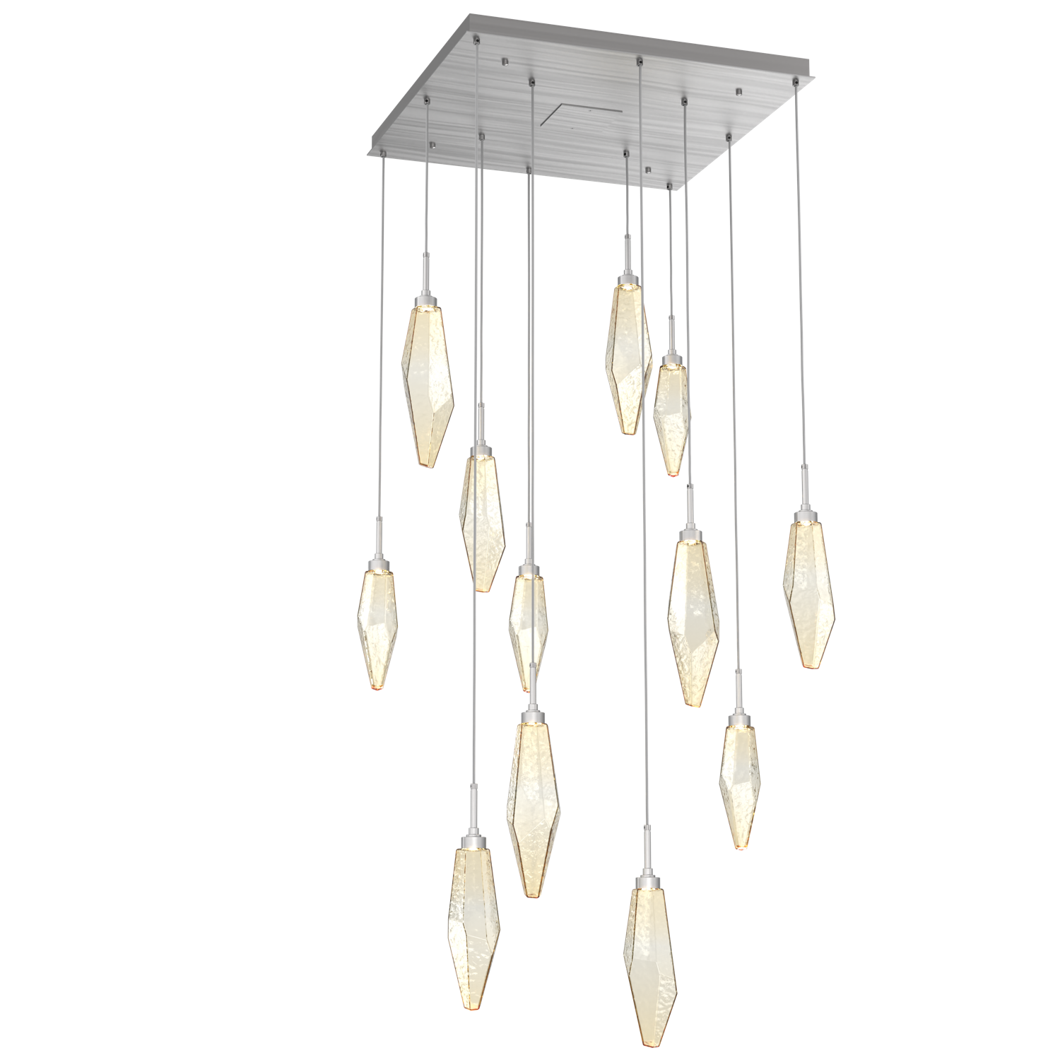 CHB0050-12-SN-CA-Hammerton-Studio-Rock-Crystal-12-light-square-pendant-chandelier-with-satin-nickel-finish-and-chilled-amber-blown-glass-shades-and-LED-lamping