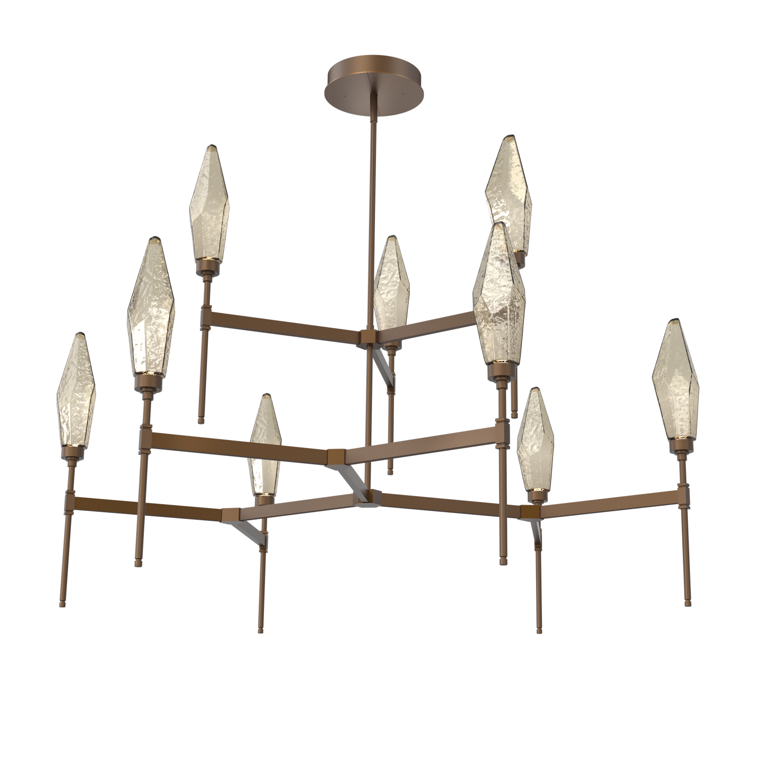CHB0050-54-FB-CB-Hammerton-Studio-Rock-Crystal-54-inch-round-two-tier-belvedere-chandelier-with-flat-bronze-finish-and-chilled-bronze-blown-glass-shades-and-LED-lamping