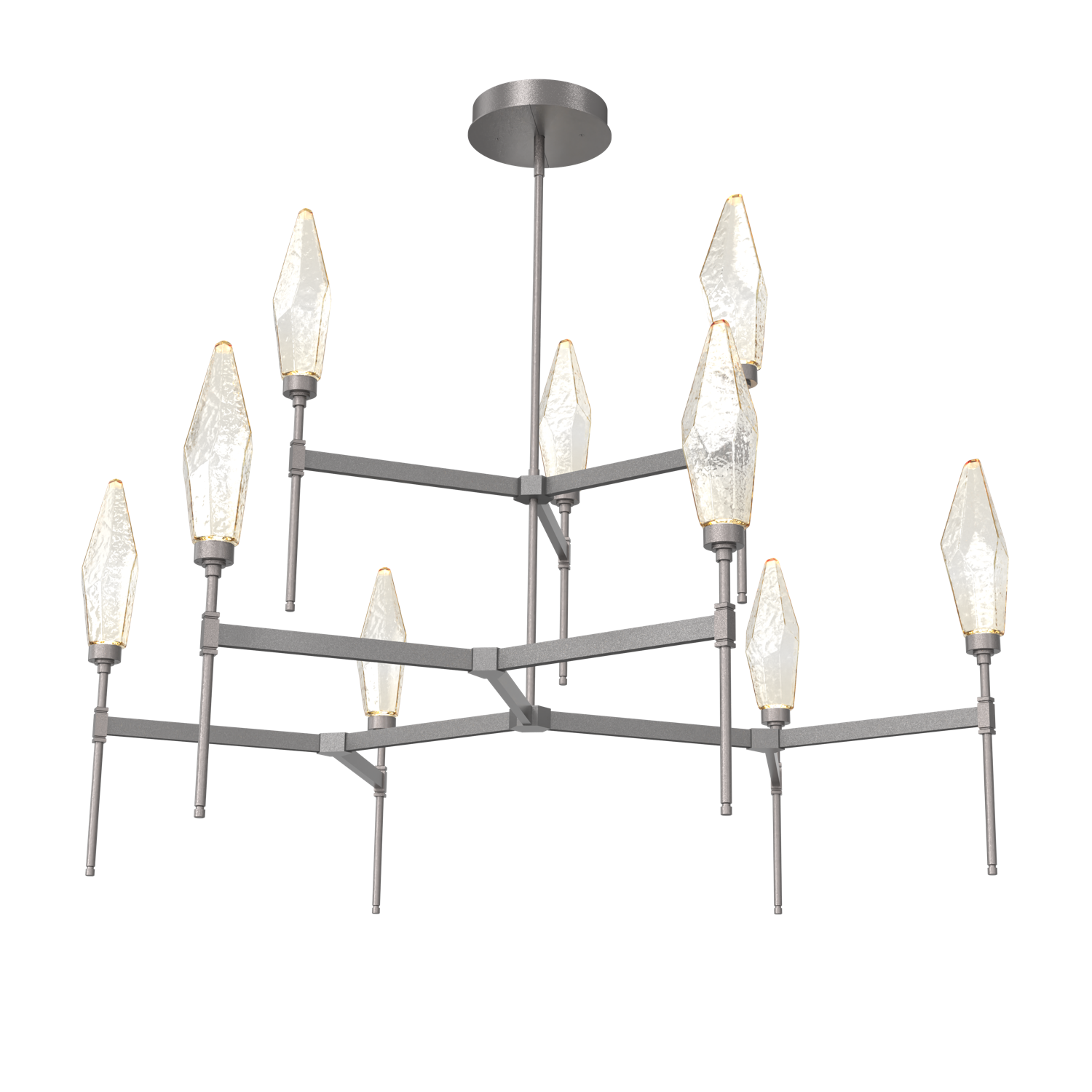 CHB0050-54-GP-CA-Hammerton-Studio-Rock-Crystal-54-inch-round-two-tier-belvedere-chandelier-with-graphite-finish-and-chilled-amber-blown-glass-shades-and-LED-lamping