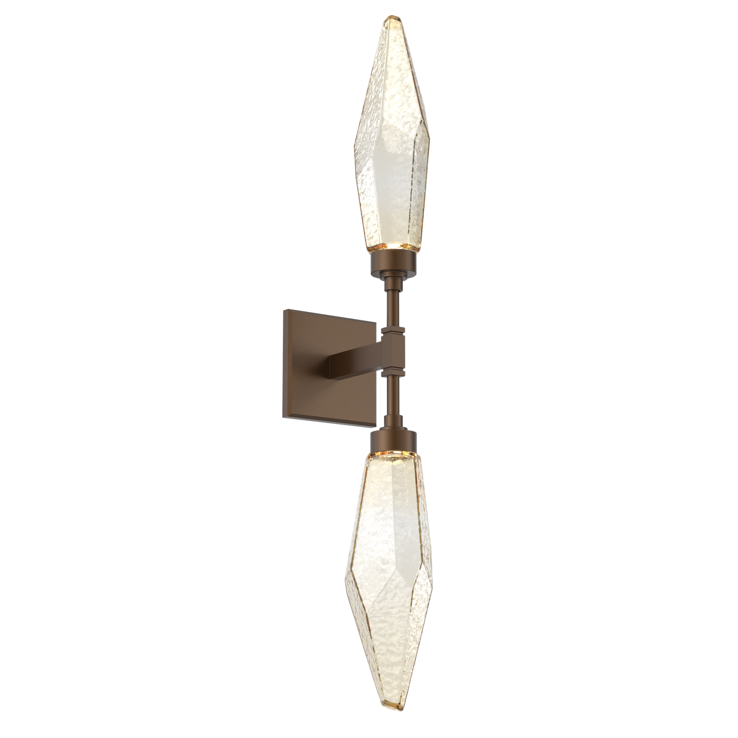 IDB0050-02-FB-CA-Hammerton-Studio-Rock-Crystal-wall-sconce-with-flat-bronze-finish-and-chilled-amber-blown-glass-shades-and-LED-lamping