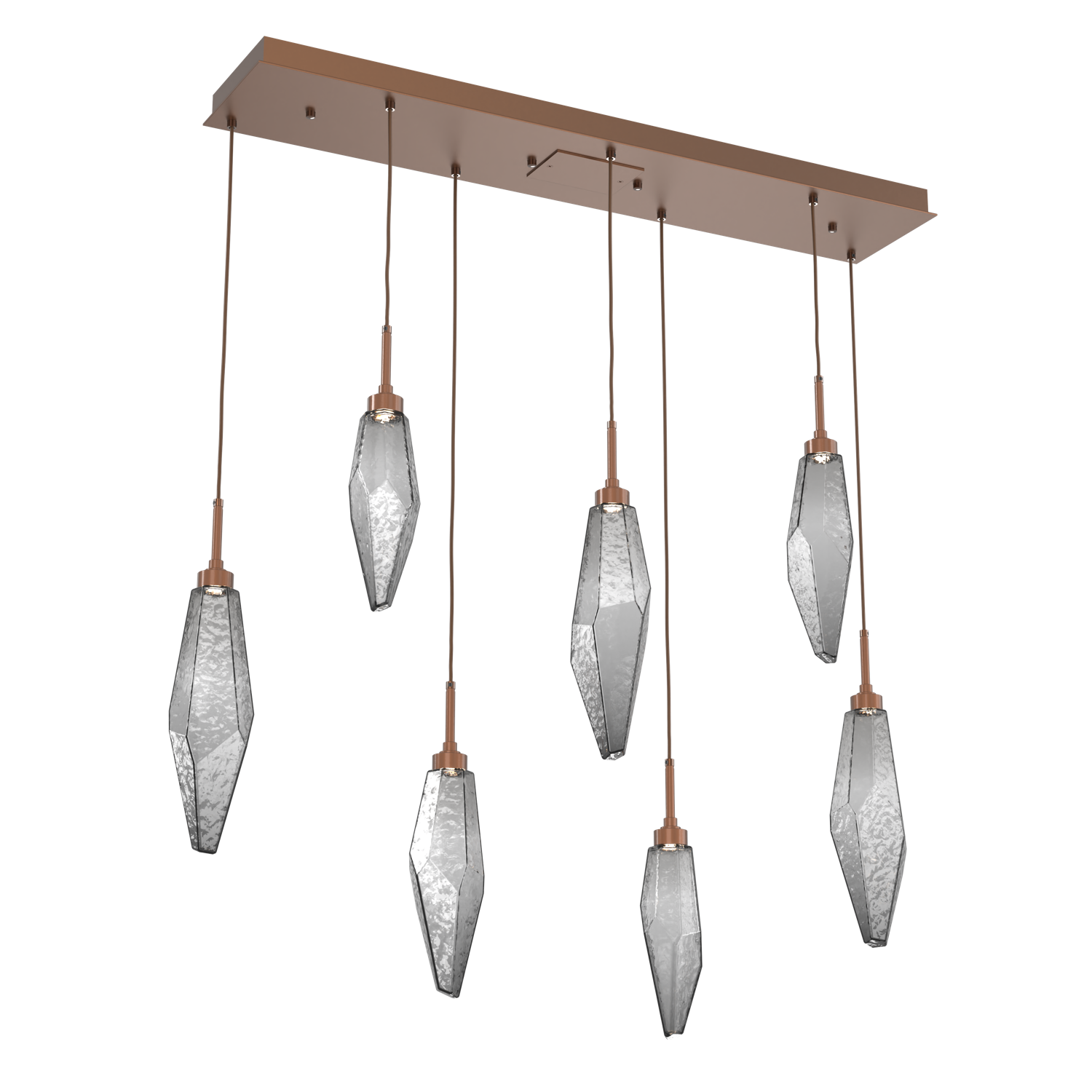 PLB0050-07-BB-CS-Hammerton-Studio-Rock-Crystal-7-light-linear-pendant-chandelier-with-burnished-bronze-finish-and-chilled-smoke-glass-shades-and-LED-lamping