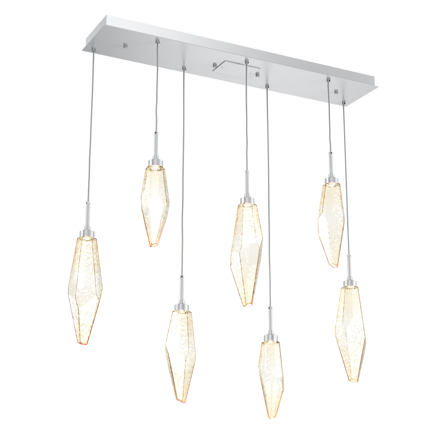 PLB0050-07-CS-CA-Hammerton-Studio-Rock-Crystal-7-light-linear-pendant-chandelier-with-classic-silver-finish-and-chilled-amber-blown-glass-shades-and-LED-lamping