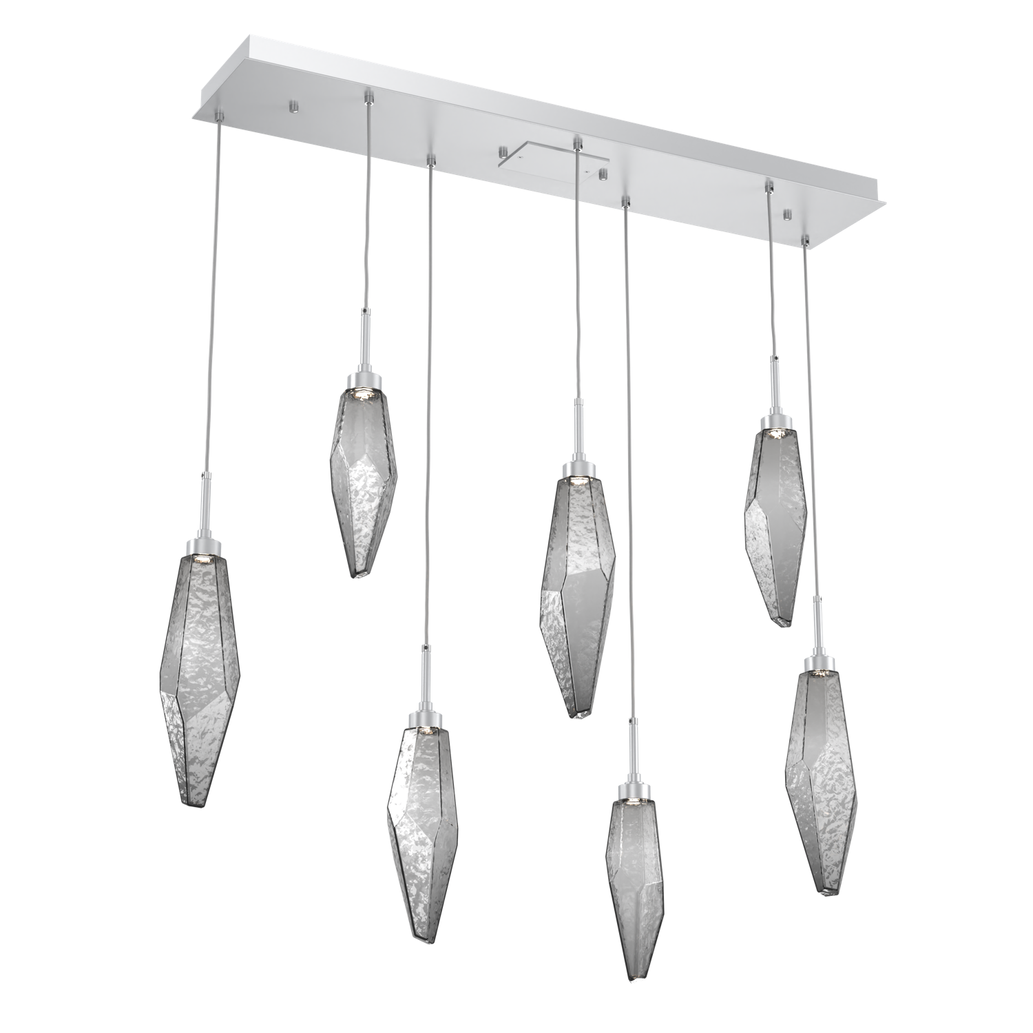 PLB0050-07-CS-CS-Hammerton-Studio-Rock-Crystal-7-light-linear-pendant-chandelier-with-classic-silver-finish-and-chilled-smoke-glass-shades-and-LED-lamping