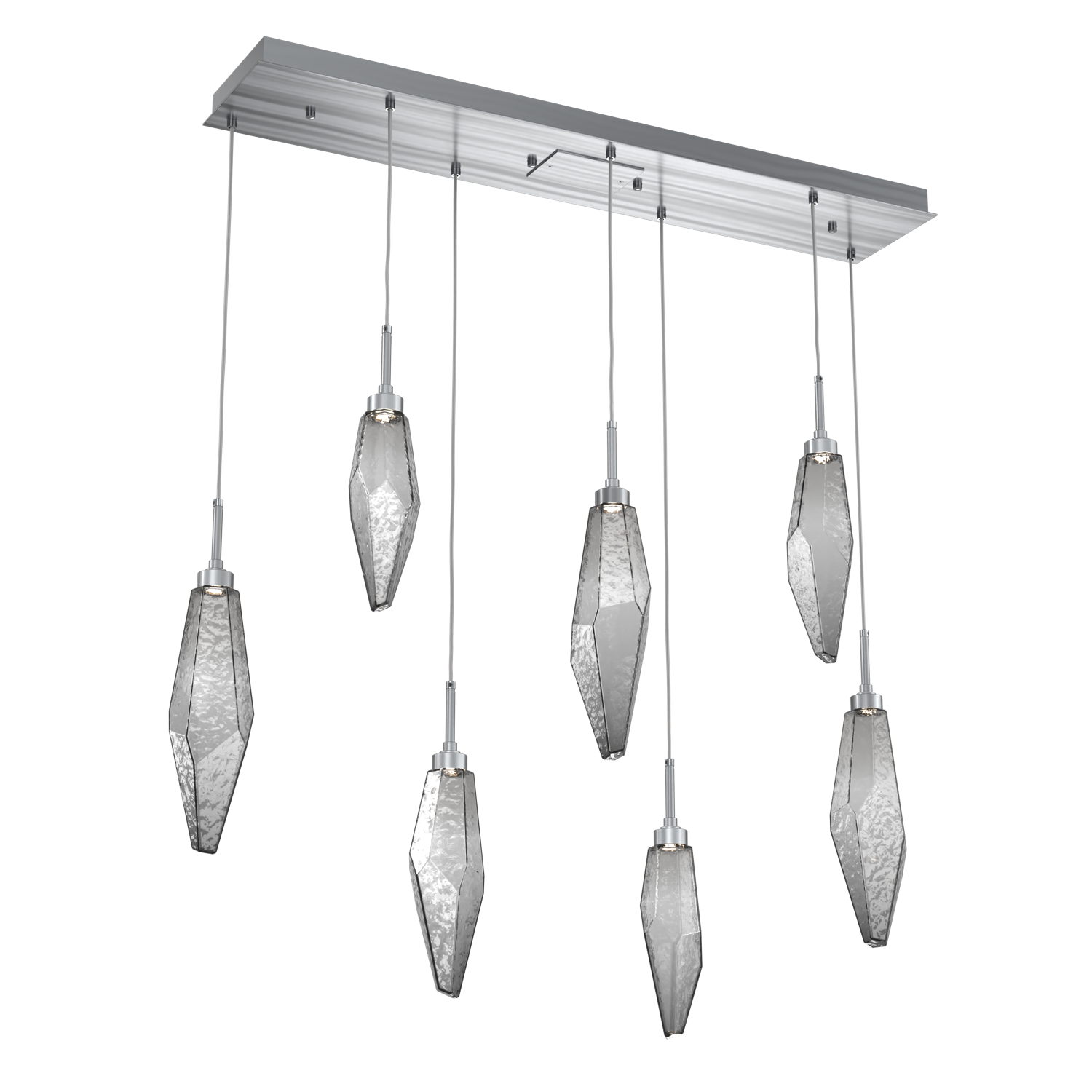 PLB0050-07-GM-CS-Hammerton-Studio-Rock-Crystal-7-light-linear-pendant-chandelier-with-gunmetal-finish-and-chilled-smoke-glass-shades-and-LED-lamping