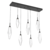 PLB0050-07-MB-CC-Hammerton-Studio-Rock-Crystal-7-light-linear-pendant-chandelier-with-matte-black-finish-and-clear-glass-shades-and-LED-lamping