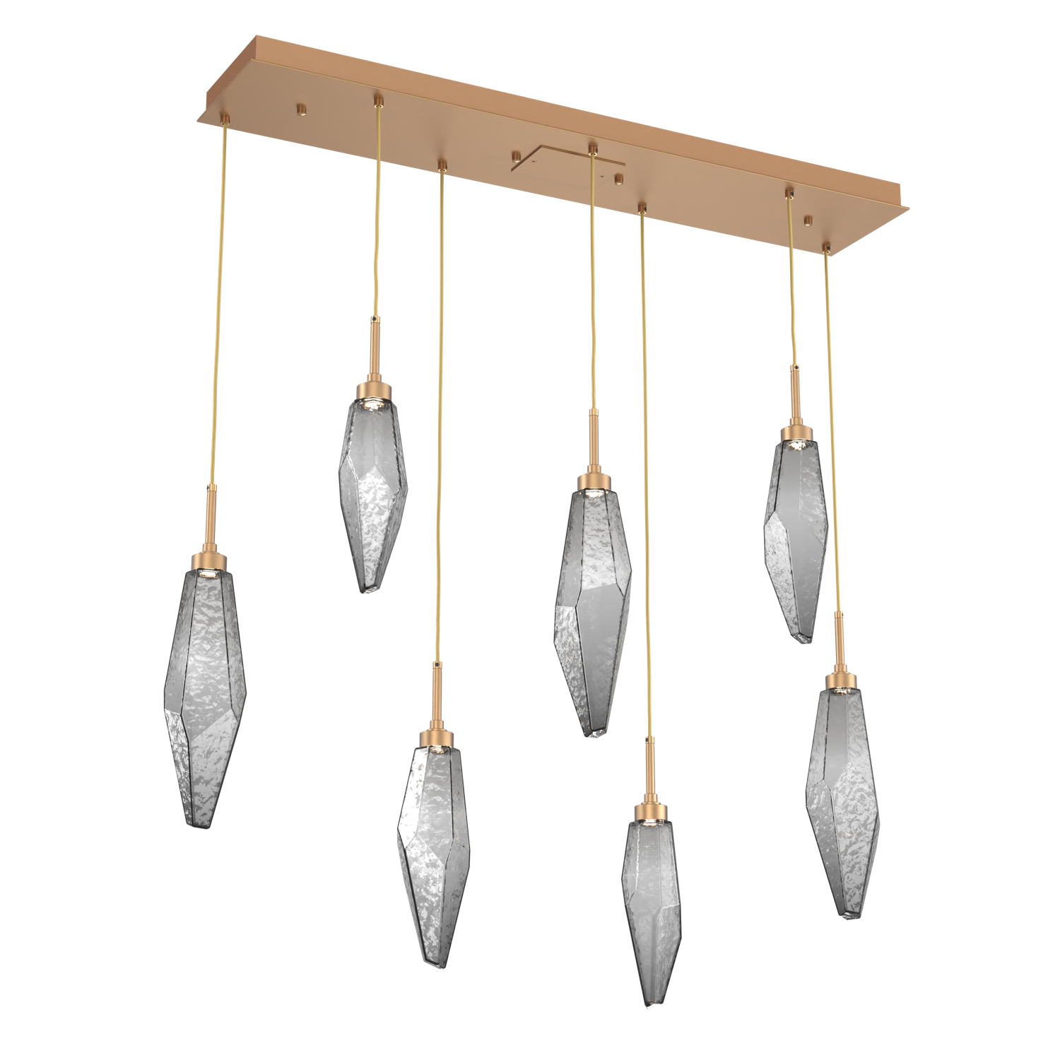 PLB0050-07-NB-CS-Hammerton-Studio-Rock-Crystal-7-light-linear-pendant-chandelier-with-novel-brass-finish-and-chilled-smoke-glass-shades-and-LED-lamping