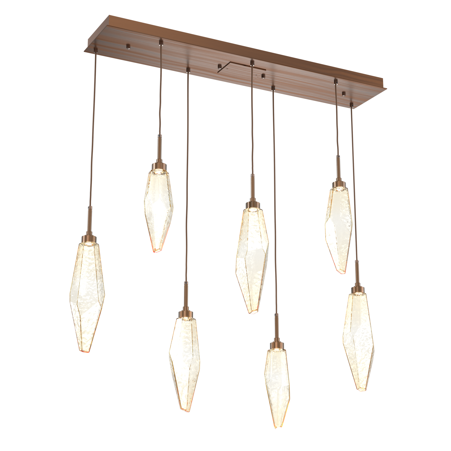 PLB0050-07-RB-CA-Hammerton-Studio-Rock-Crystal-7-light-linear-pendant-chandelier-with-oil-rubbed-bronze-finish-and-chilled-amber-blown-glass-shades-and-LED-lamping