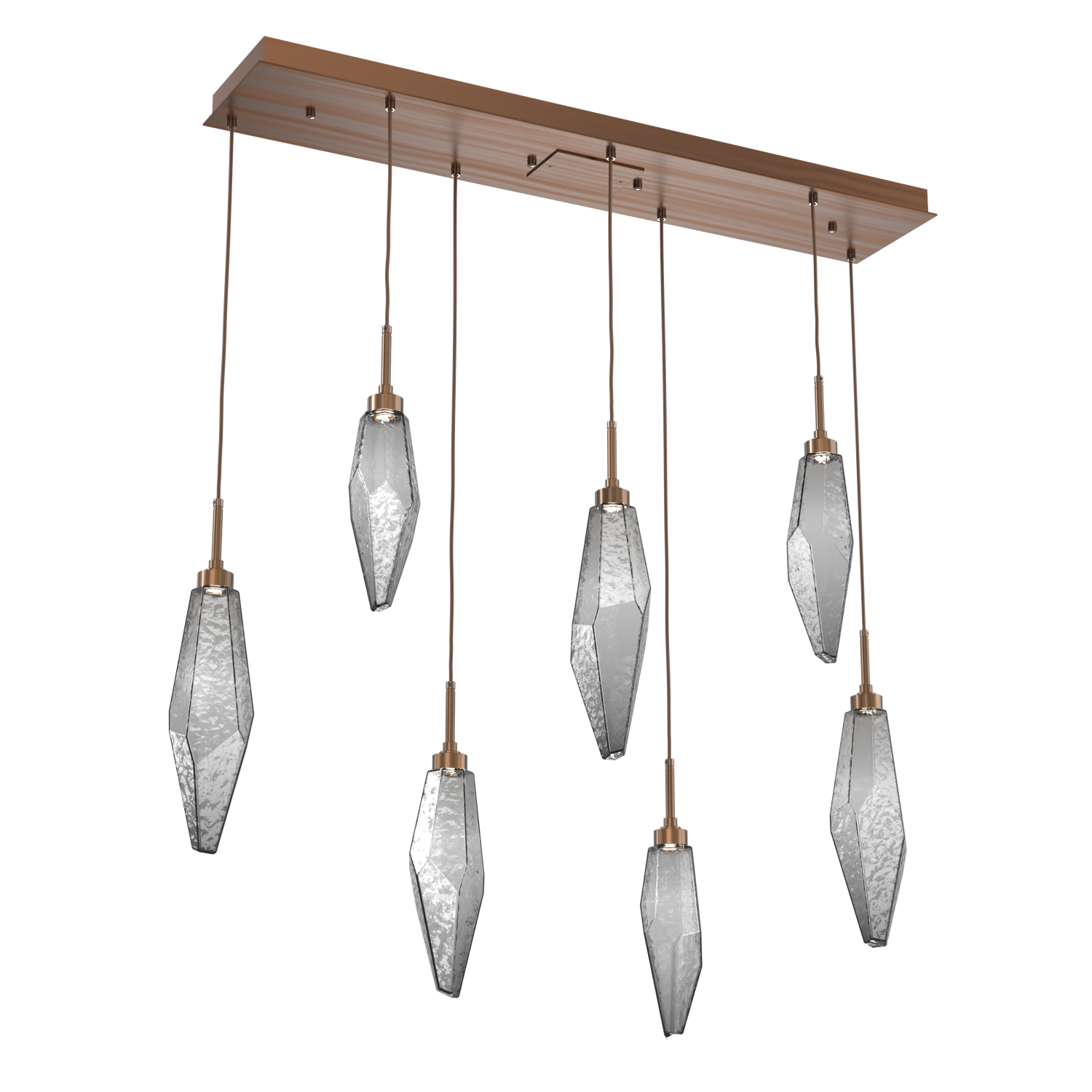PLB0050-07-RB-CS-Hammerton-Studio-Rock-Crystal-7-light-linear-pendant-chandelier-with-oil-rubbed-bronze-finish-and-chilled-smoke-glass-shades-and-LED-lamping