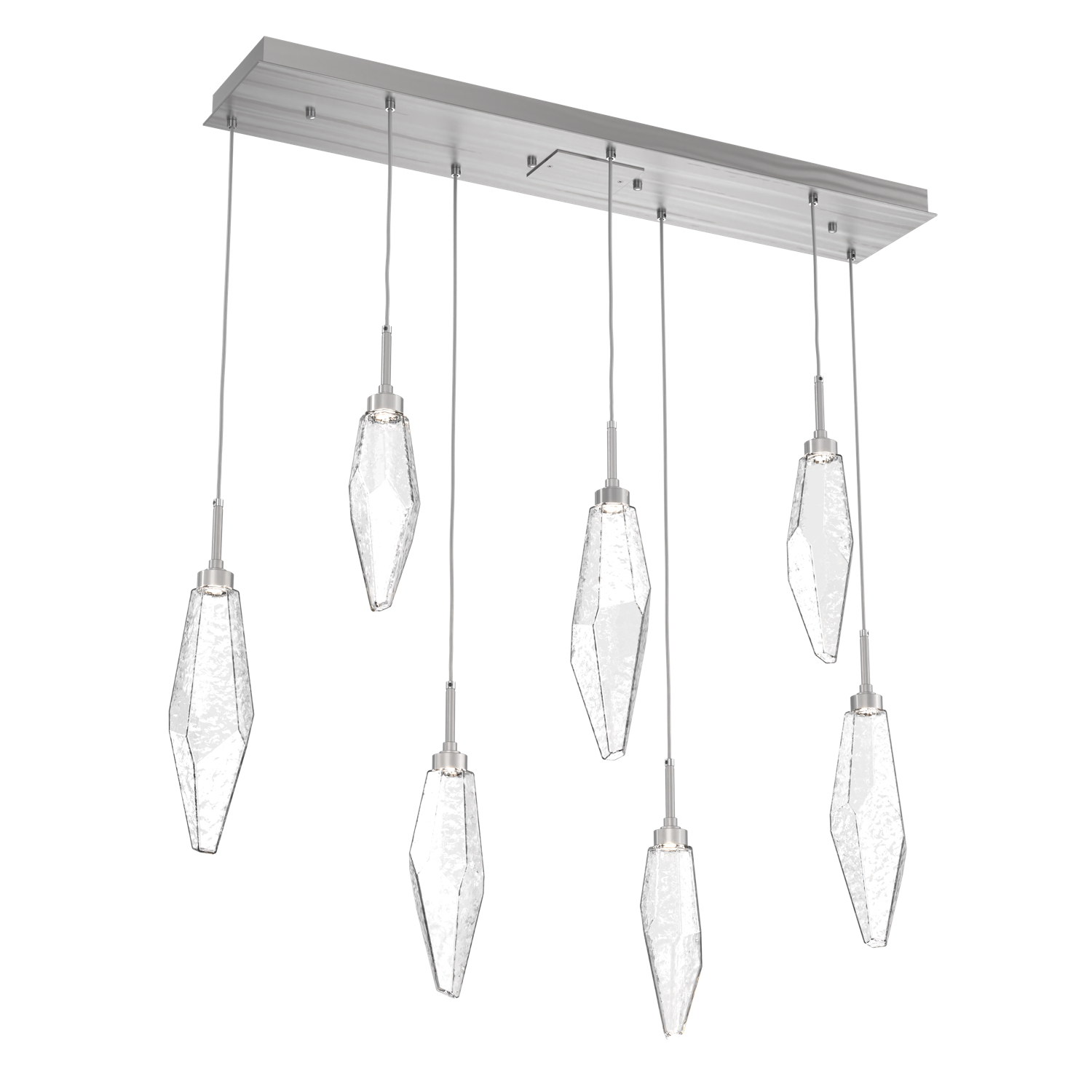 PLB0050-07-SN-CC-Hammerton-Studio-Rock-Crystal-7-light-linear-pendant-chandelier-with-satin-nickel-finish-and-clear-glass-shades-and-LED-lamping