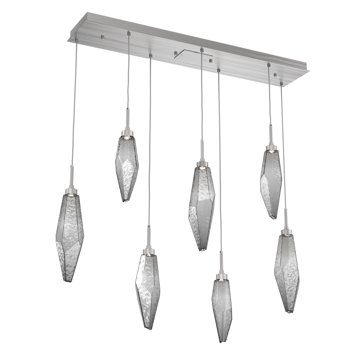 PLB0050-07-SN-CS-Hammerton-Studio-Rock-Crystal-7-light-linear-pendant-chandelier-with-satin-nickel-finish-and-chilled-smoke-glass-shades-and-LED-lamping