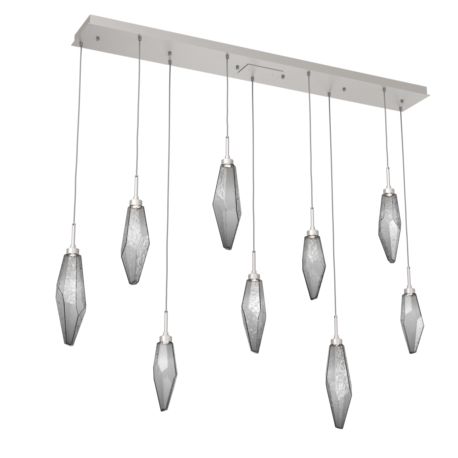 PLB0050-09-BS-CS-Hammerton-Studio-Rock-Crystal-9-light-linear-pendant-chandelier-with-beige-silver-finish-and-chilled-smoke-glass-shades-and-LED-lamping
