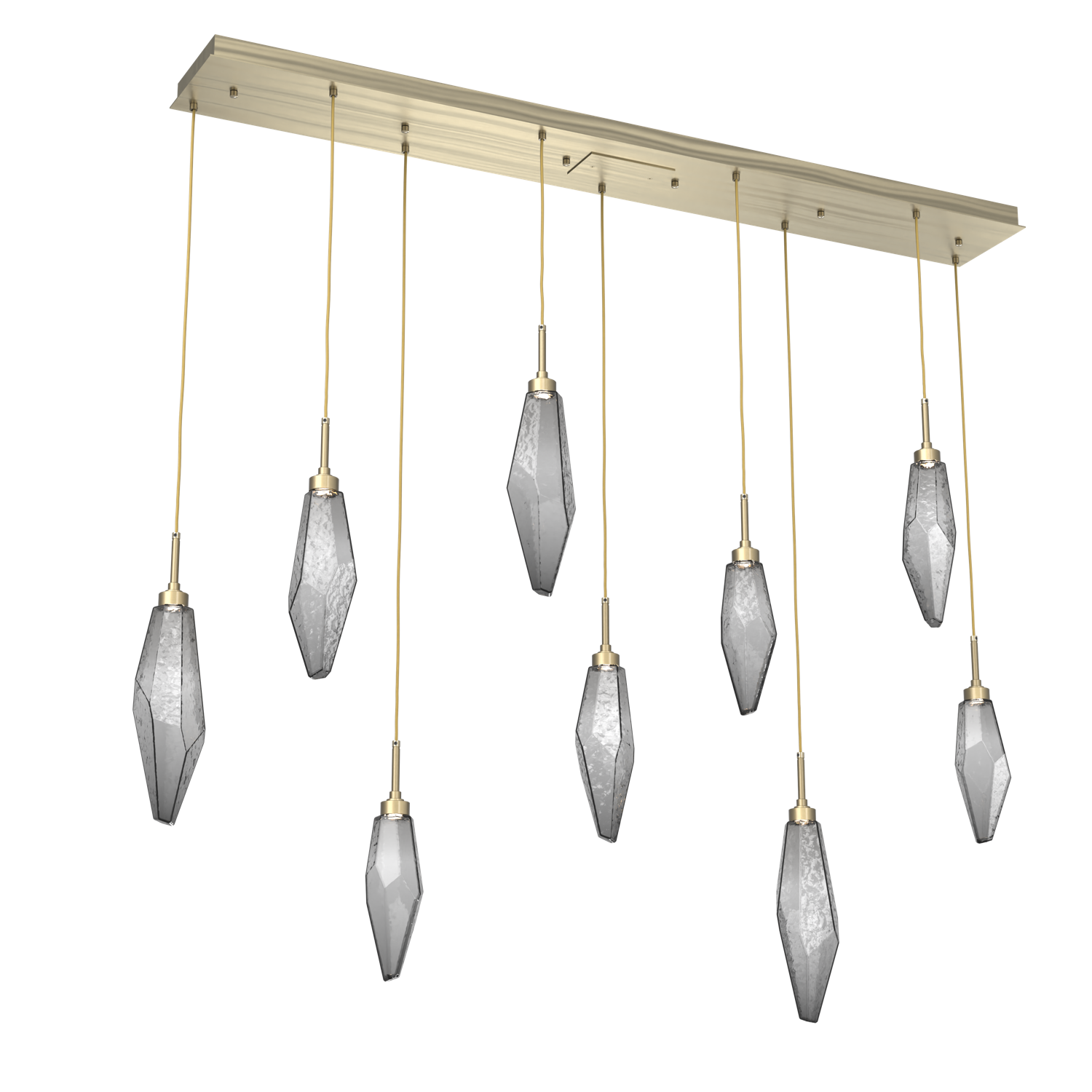 PLB0050-09-HB-CS-Hammerton-Studio-Rock-Crystal-9-light-linear-pendant-chandelier-with-heritage-brass-finish-and-chilled-smoke-glass-shades-and-LED-lamping