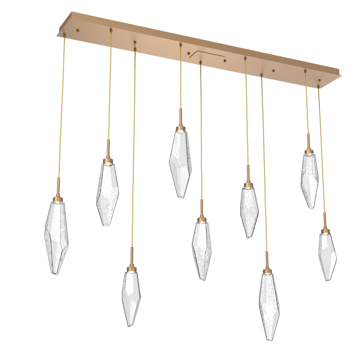 PLB0050-09-NB-CC-Hammerton-Studio-Rock-Crystal-9-light-linear-pendant-chandelier-with-novel-brass-finish-and-clear-glass-shades-and-LED-lamping