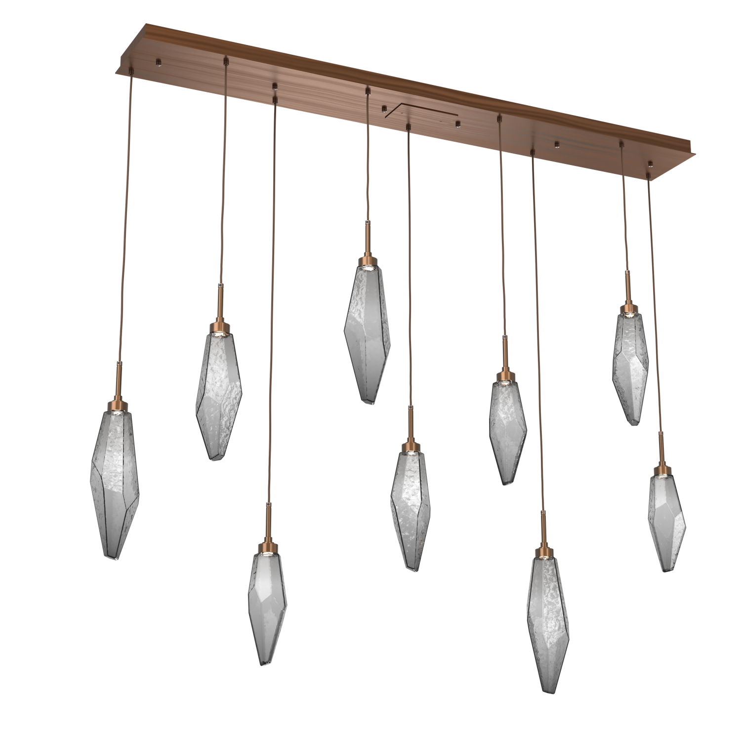PLB0050-09-RB-CS-Hammerton-Studio-Rock-Crystal-9-light-linear-pendant-chandelier-with-oil-rubbed-bronze-finish-and-chilled-smoke-glass-shades-and-LED-lamping