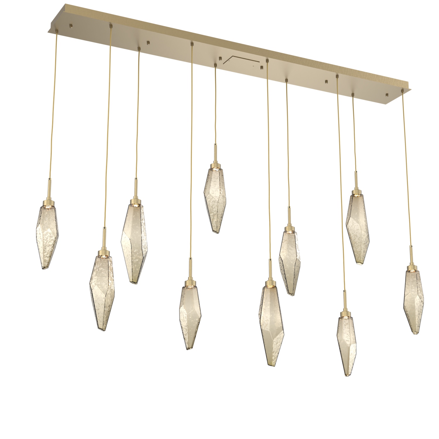 PLB0050-10-GB-CB-Hammerton-Studio-Rock-Crystal-10-light-linear-pendant-chandelier-with-gilded-brass-finish-and-chilled-bronze-blown-glass-shades-and-LED-lamping