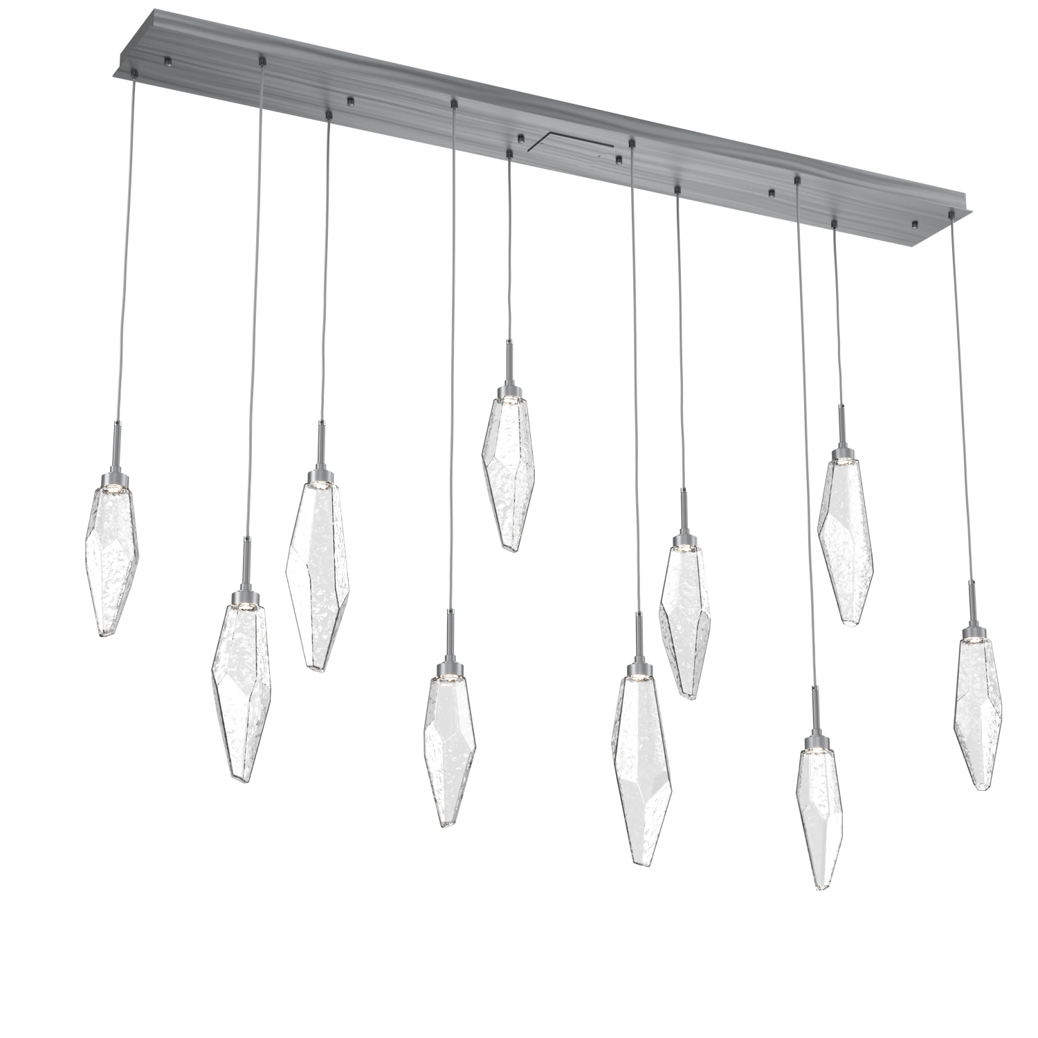 PLB0050-10-GM-CC-Hammerton-Studio-Rock-Crystal-10-light-linear-pendant-chandelier-with-gunmetal-finish-and-clear-glass-shades-and-LED-lamping