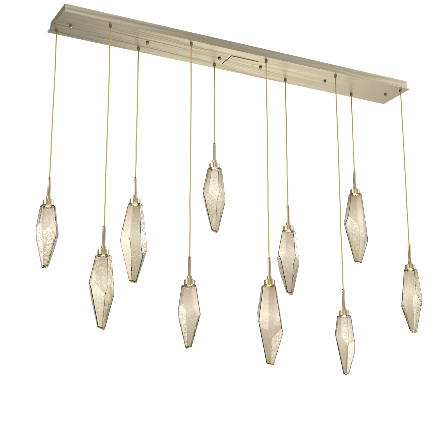 PLB0050-10-HB-CB-Hammerton-Studio-Rock-Crystal-10-light-linear-pendant-chandelier-with-heritage-brass-finish-and-chilled-bronze-blown-glass-shades-and-LED-lamping
