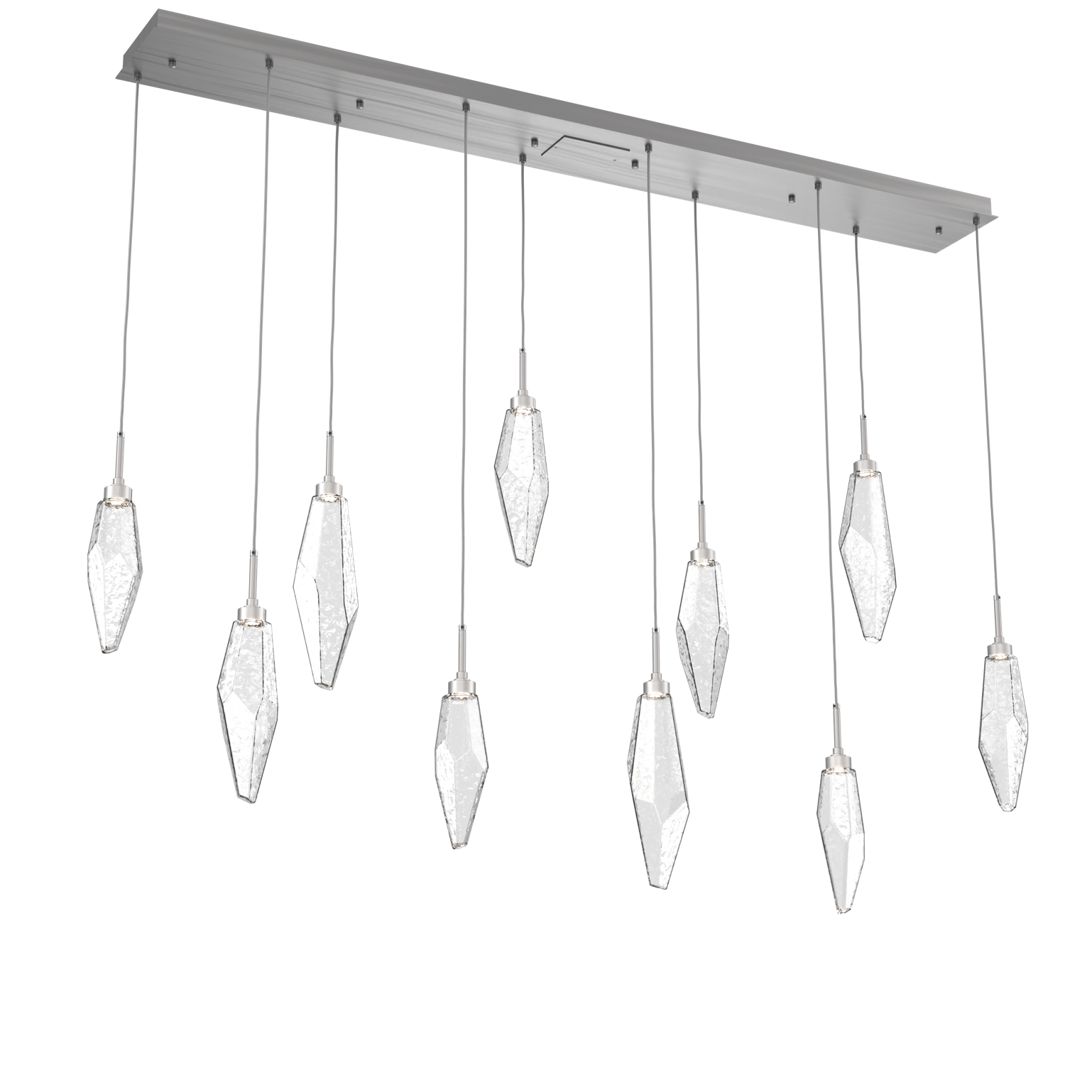 PLB0050-10-SN-CC-Hammerton-Studio-Rock-Crystal-10-light-linear-pendant-chandelier-with-satin-nickel-finish-and-clear-glass-shades-and-LED-lamping