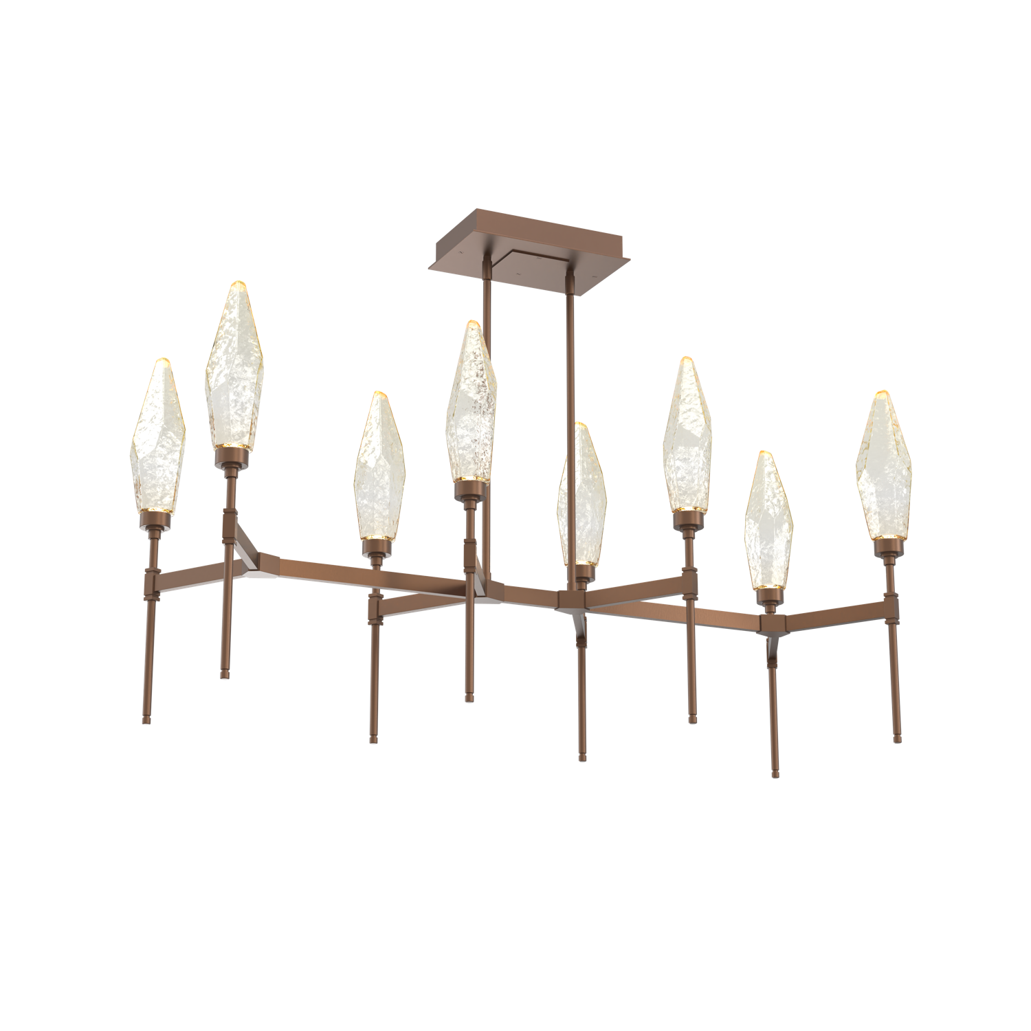 PLB0050-48-BB-CA-Hammerton-Studio-Rock-Crystal-48-inch-linear-belvedere-chandelier-with-burnished-bronze-finish-and-chilled-amber-blown-glass-shades-and-LED-lamping