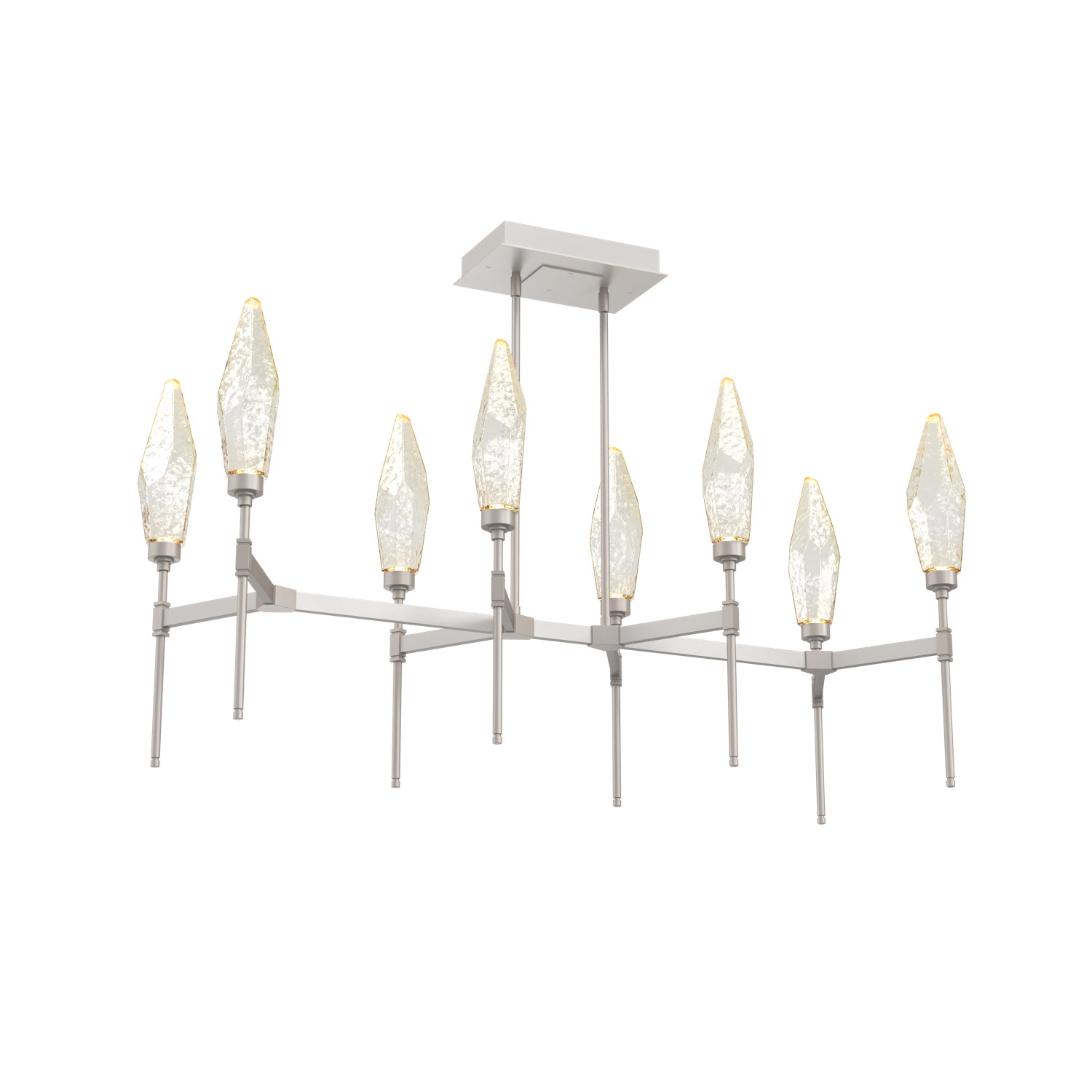 PLB0050-48-BS-CA-Hammerton-Studio-Rock-Crystal-48-inch-linear-belvedere-chandelier-with-beige-silver-finish-and-chilled-amber-blown-glass-shades-and-LED-lamping