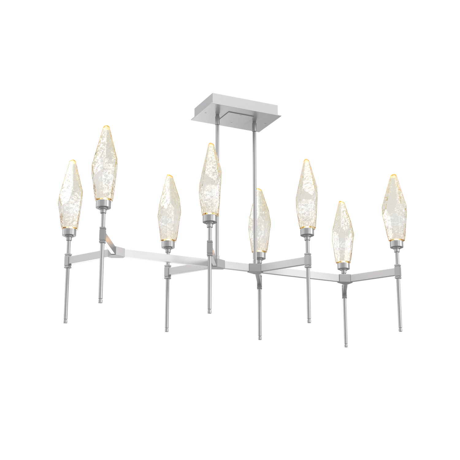 PLB0050-48-CS-CA-Hammerton-Studio-Rock-Crystal-48-inch-linear-belvedere-chandelier-with-classic-silver-finish-and-chilled-amber-blown-glass-shades-and-LED-lamping