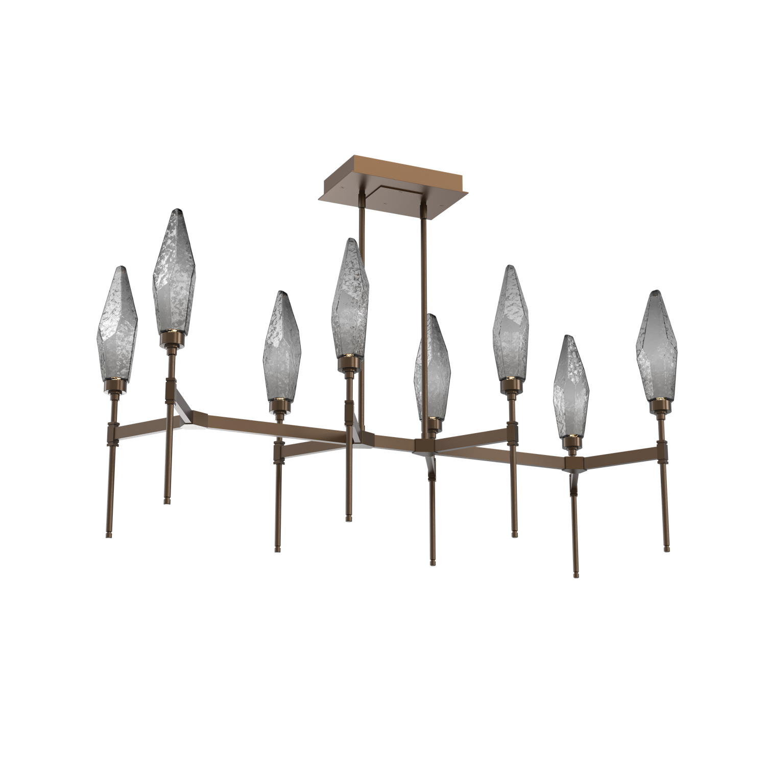 PLB0050-48-FB-CS-Hammerton-Studio-Rock-Crystal-48-inch-linear-belvedere-chandelier-with-flat-bronze-finish-and-chilled-smoke-glass-shades-and-LED-lamping