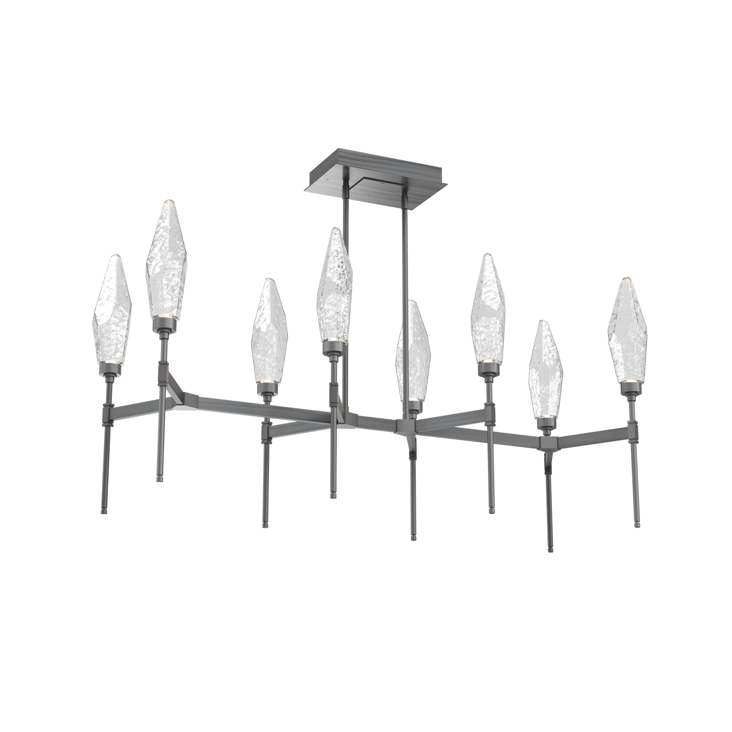 PLB0050-48-GM-CC-Hammerton-Studio-Rock-Crystal-48-inch-linear-belvedere-chandelier-with-gunmetal-finish-and-clear-glass-shades-and-LED-lamping