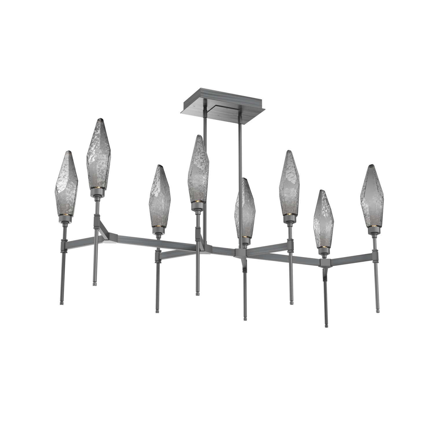 PLB0050-48-GM-CS-Hammerton-Studio-Rock-Crystal-48-inch-linear-belvedere-chandelier-with-gunmetal-finish-and-chilled-smoke-glass-shades-and-LED-lamping