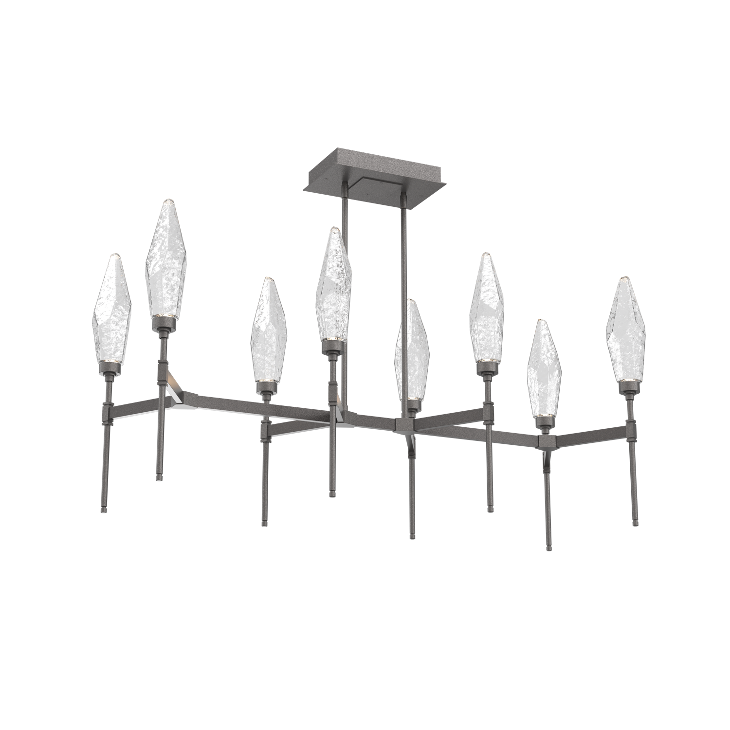 PLB0050-48-GP-CC-Hammerton-Studio-Rock-Crystal-48-inch-linear-belvedere-chandelier-with-graphite-finish-and-clear-glass-shades-and-LED-lamping