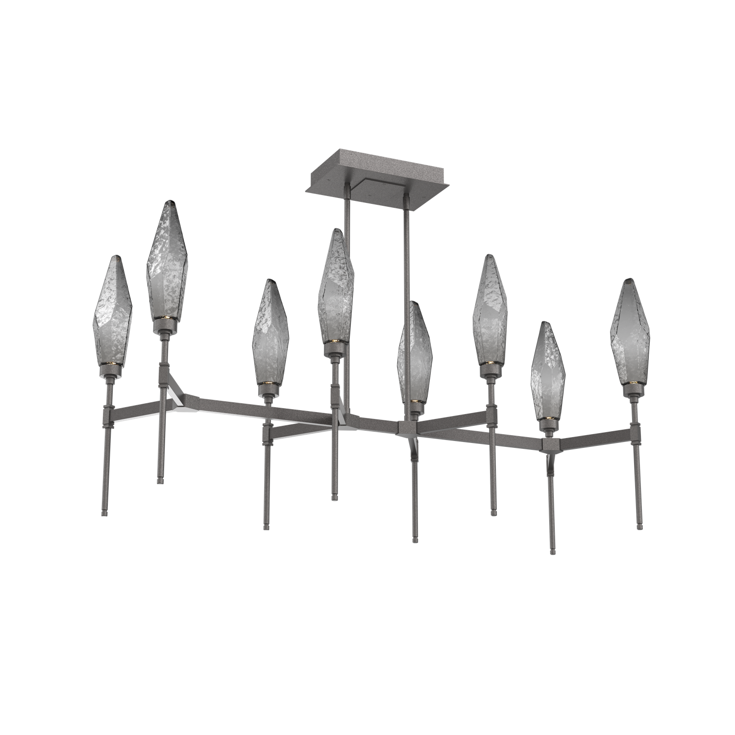 PLB0050-48-GP-CS-Hammerton-Studio-Rock-Crystal-48-inch-linear-belvedere-chandelier-with-graphite-finish-and-chilled-smoke-glass-shades-and-LED-lamping