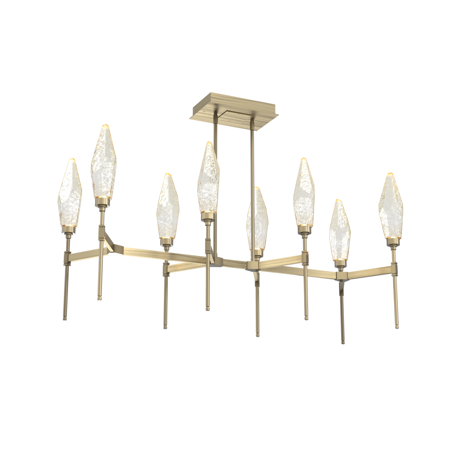 PLB0050-48-HB-CA-Hammerton-Studio-Rock-Crystal-48-inch-linear-belvedere-chandelier-with-heritage-brass-finish-and-chilled-amber-blown-glass-shades-and-LED-lamping