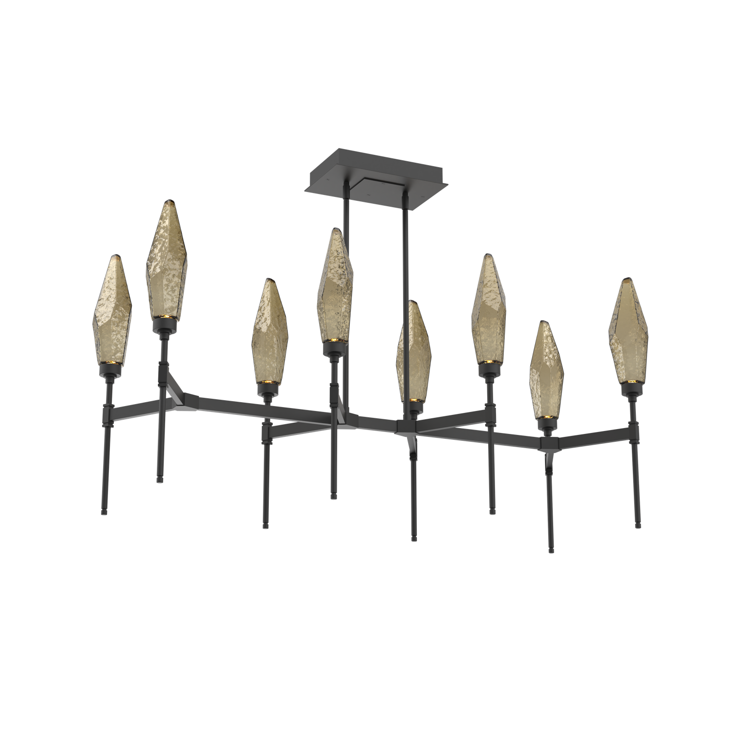 PLB0050-48-MB-CB-Hammerton-Studio-Rock-Crystal-48-inch-linear-belvedere-chandelier-with-matte-black-finish-and-chilled-bronze-blown-glass-shades-and-LED-lamping