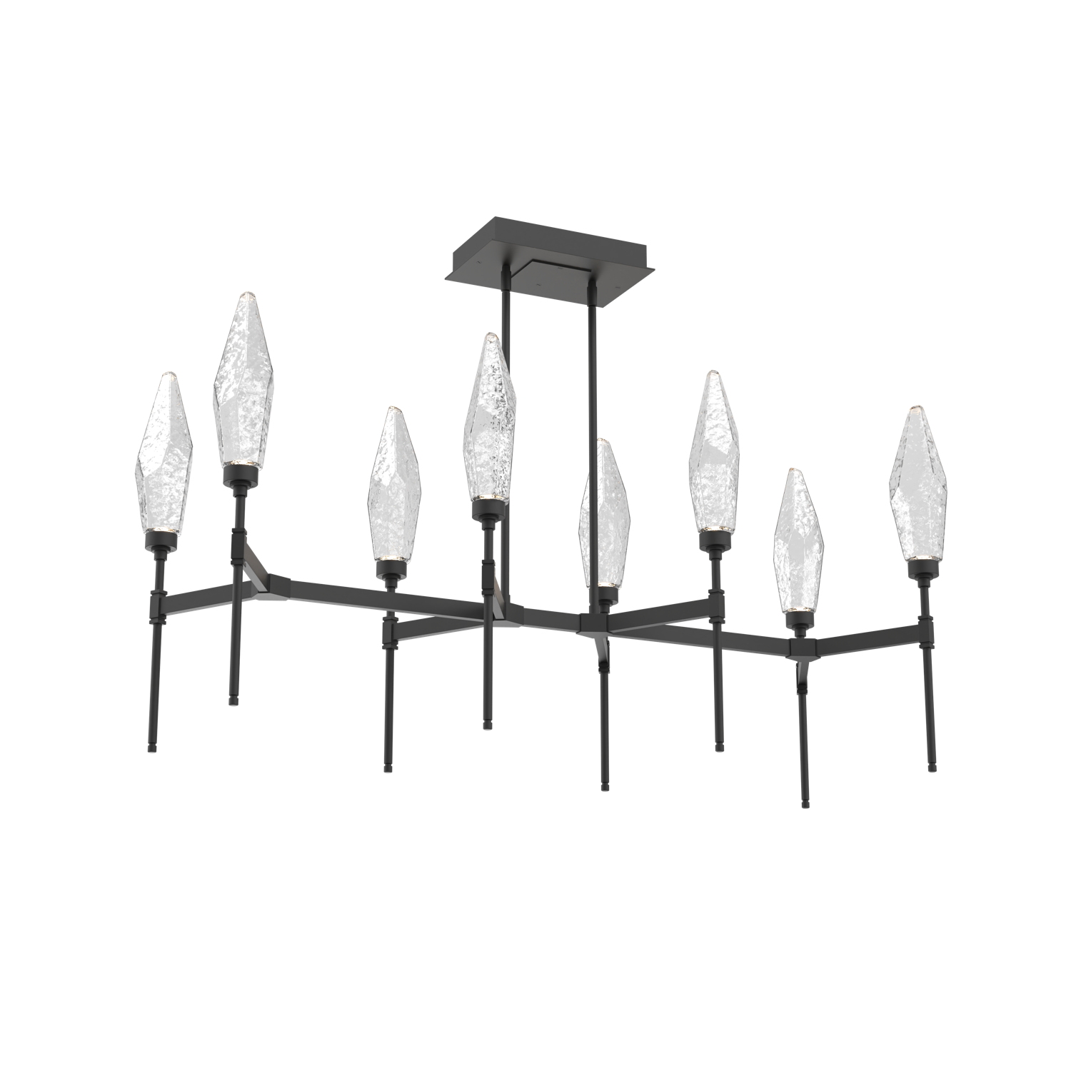 PLB0050-48-MB-CC-Hammerton-Studio-Rock-Crystal-48-inch-linear-belvedere-chandelier-with-matte-black-finish-and-clear-glass-shades-and-LED-lamping