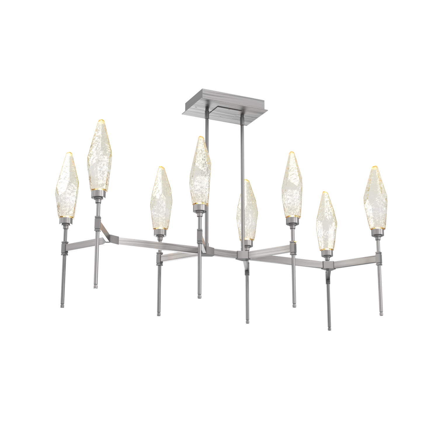 PLB0050-48-SN-CA-Hammerton-Studio-Rock-Crystal-48-inch-linear-belvedere-chandelier-with-satin-nickel-finish-and-chilled-amber-blown-glass-shades-and-LED-lamping