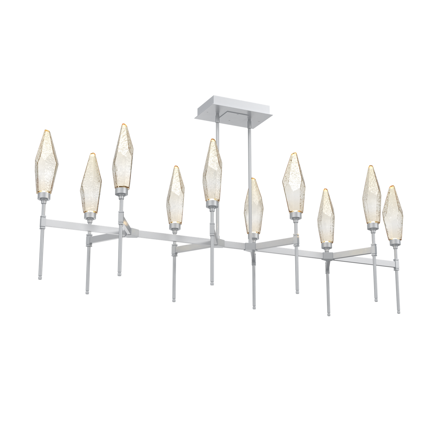 PLB0050-67-CS-CA-Hammerton-Studio-Rock-Crystal-67-inch-linear-belvedere-chandelier-with-classic-silver-finish-and-chilled-amber-blown-glass-shades-and-LED-lamping