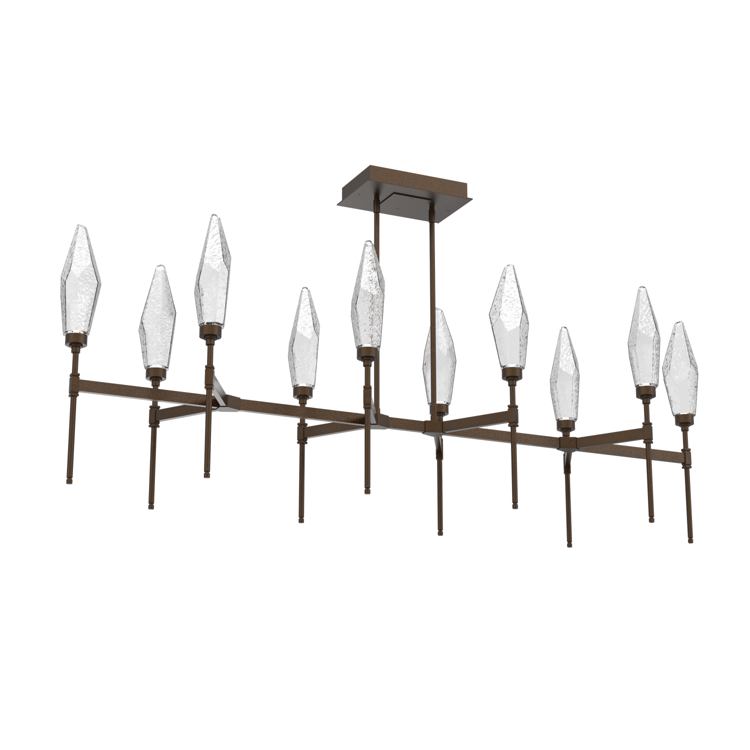 PLB0050-67-FB-CC-Hammerton-Studio-Rock-Crystal-67-inch-linear-belvedere-chandelier-with-flat-bronze-finish-and-clear-glass-shades-and-LED-lamping