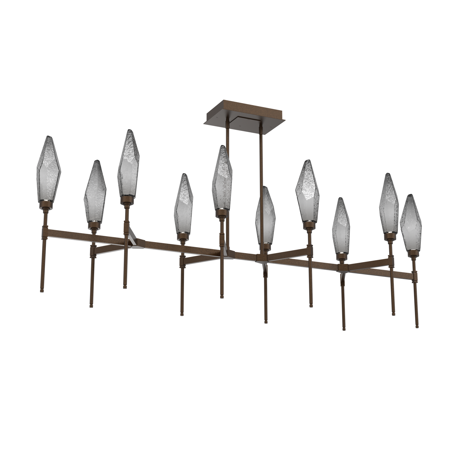 PLB0050-67-FB-CS-Hammerton-Studio-Rock-Crystal-67-inch-linear-belvedere-chandelier-with-flat-bronze-finish-and-chilled-smoke-glass-shades-and-LED-lamping