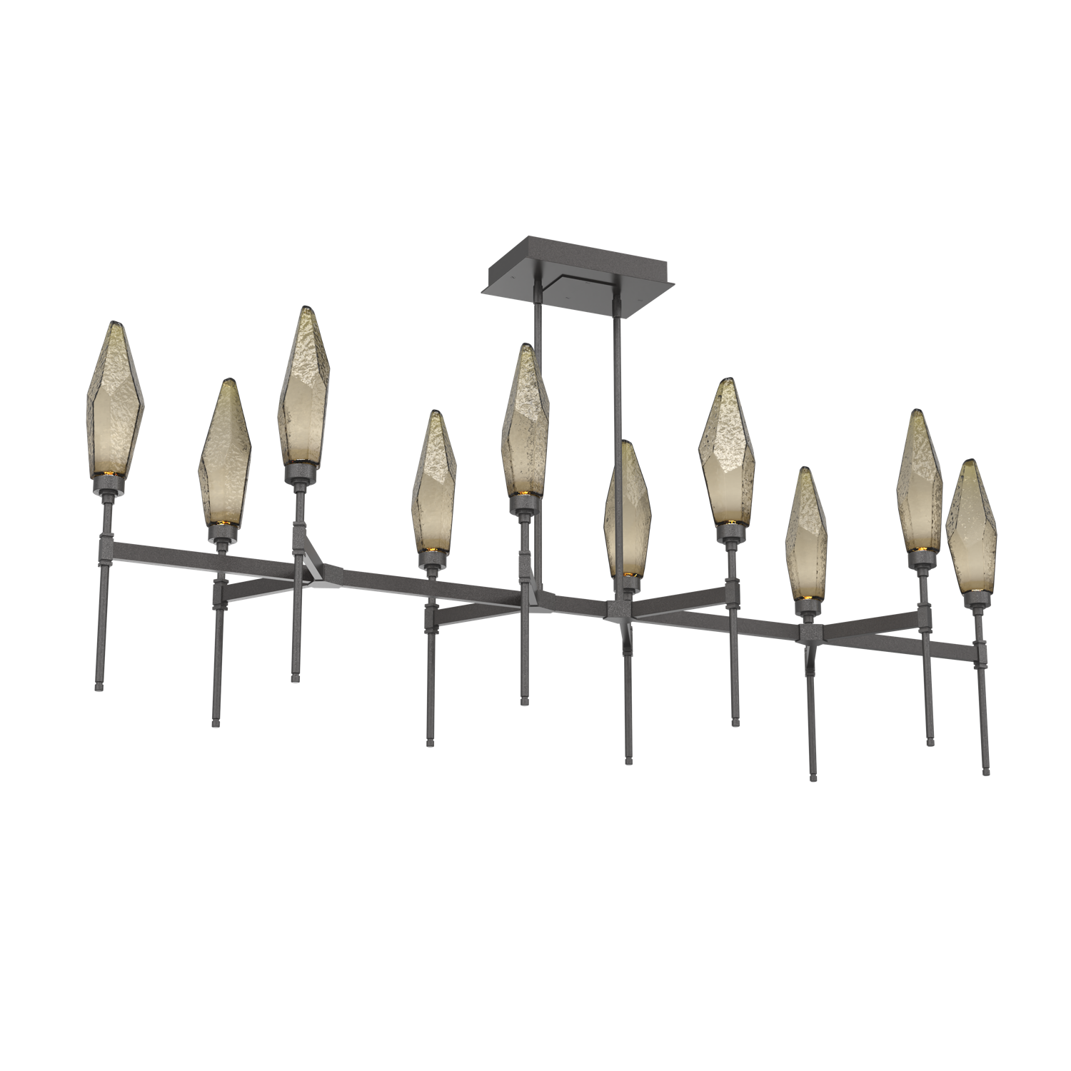 PLB0050-67-GP-CB-Hammerton-Studio-Rock-Crystal-67-inch-linear-belvedere-chandelier-with-graphite-finish-and-chilled-bronze-blown-glass-shades-and-LED-lamping