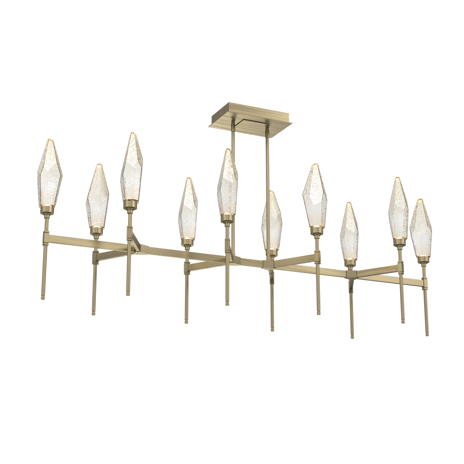 PLB0050-67-HB-CA-Hammerton-Studio-Rock-Crystal-67-inch-linear-belvedere-chandelier-with-heritage-brass-finish-and-chilled-amber-blown-glass-shades-and-LED-lamping