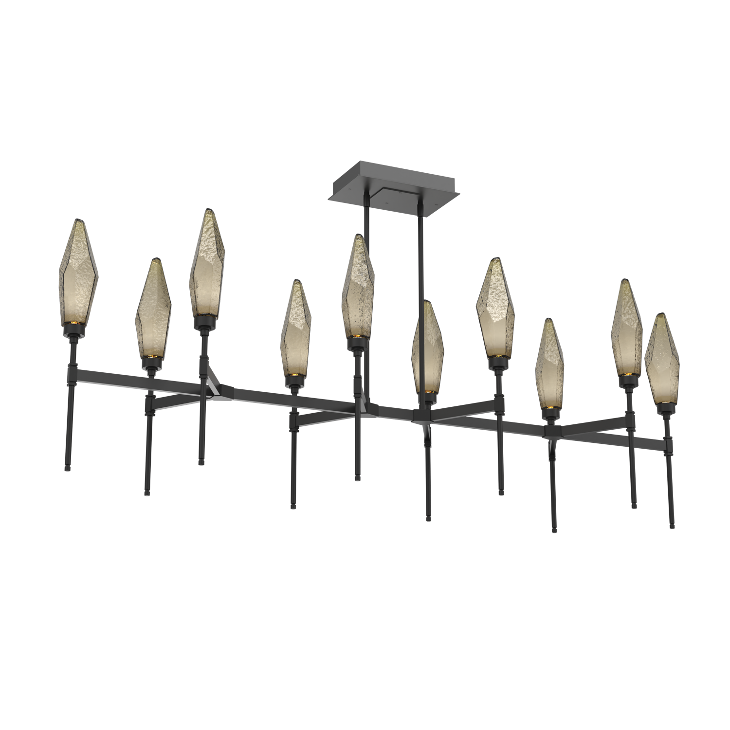 PLB0050-67-MB-CB-Hammerton-Studio-Rock-Crystal-67-inch-linear-belvedere-chandelier-with-matte-black-finish-and-chilled-bronze-blown-glass-shades-and-LED-lamping