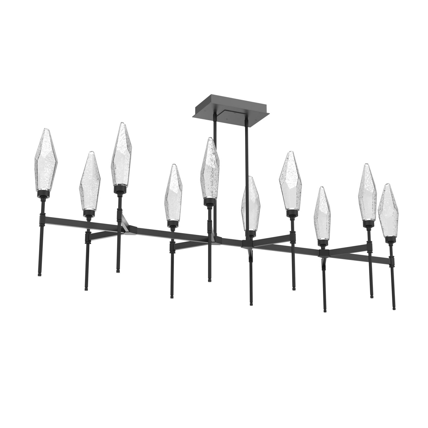 PLB0050-67-MB-CC-Hammerton-Studio-Rock-Crystal-67-inch-linear-belvedere-chandelier-with-matte-black-finish-and-clear-glass-shades-and-LED-lamping
