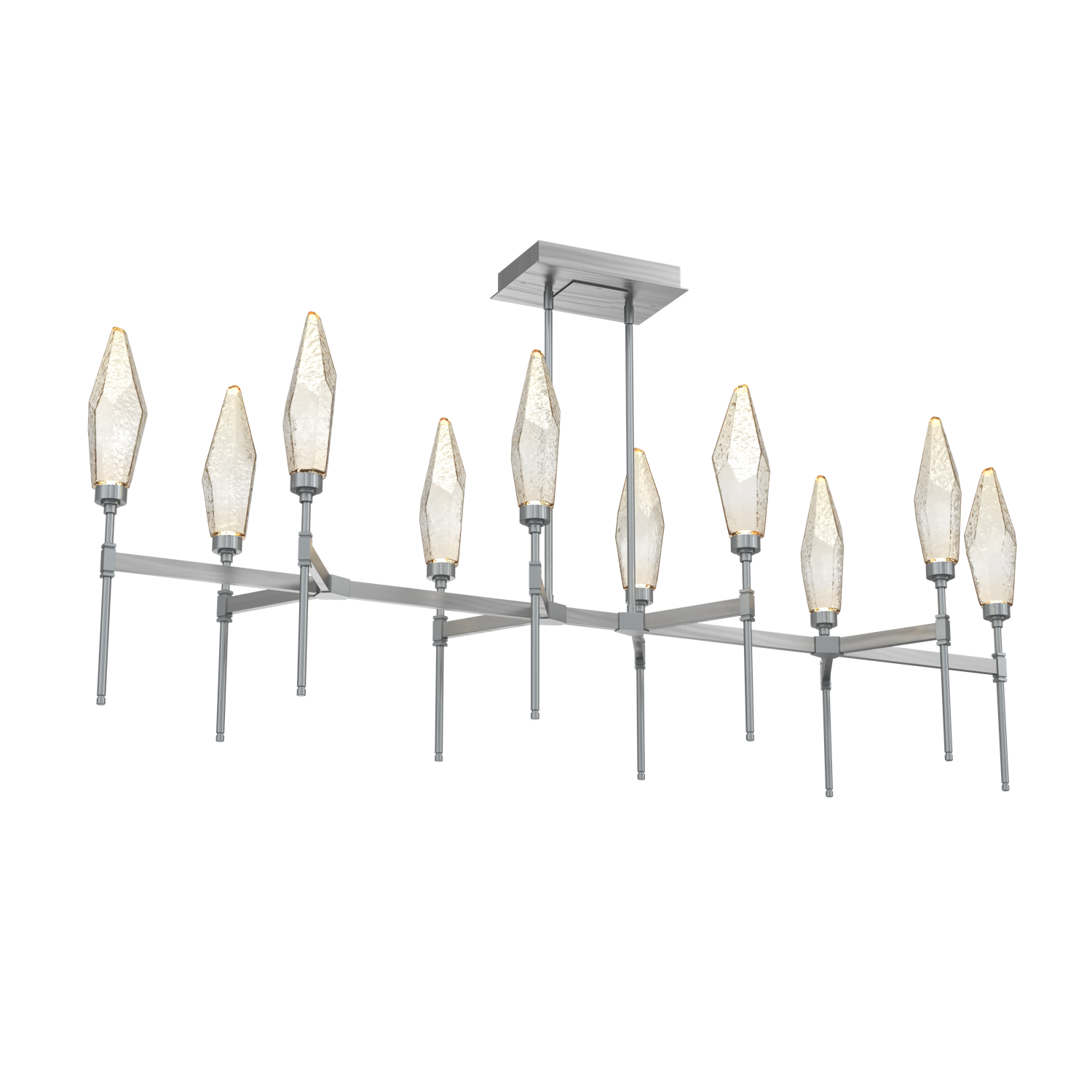 PLB0050-67-SN-CA-Hammerton-Studio-Rock-Crystal-67-inch-linear-belvedere-chandelier-with-satin-nickel-finish-and-chilled-amber-blown-glass-shades-and-LED-lamping